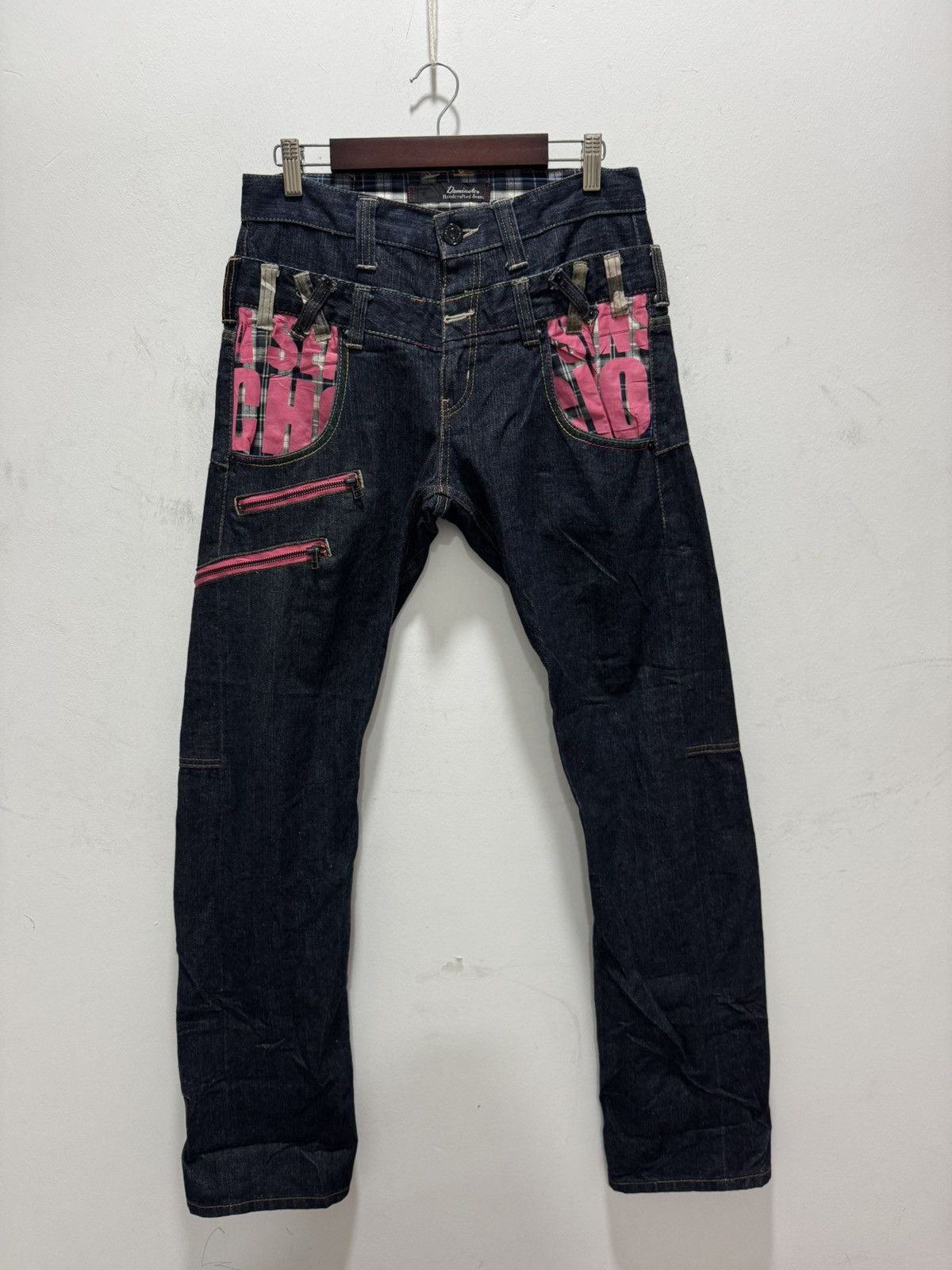 Japanese Brand VINTAGE DOMINATE DOUBLE WAIST CURVED PUNK STYLE DENIM Size US 30 / EU 46 - 1 Thumbnail