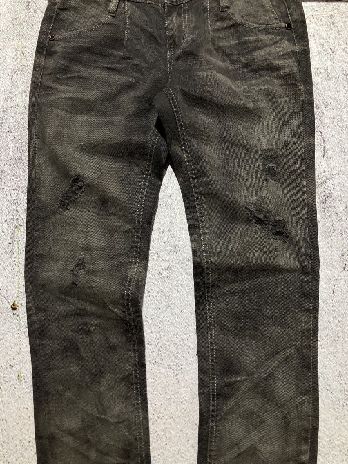Japanese Brand 2000s Crown Denim Ripped Clawmark Denim Jeans Punk Gothic Size US 27 - 12 Thumbnail