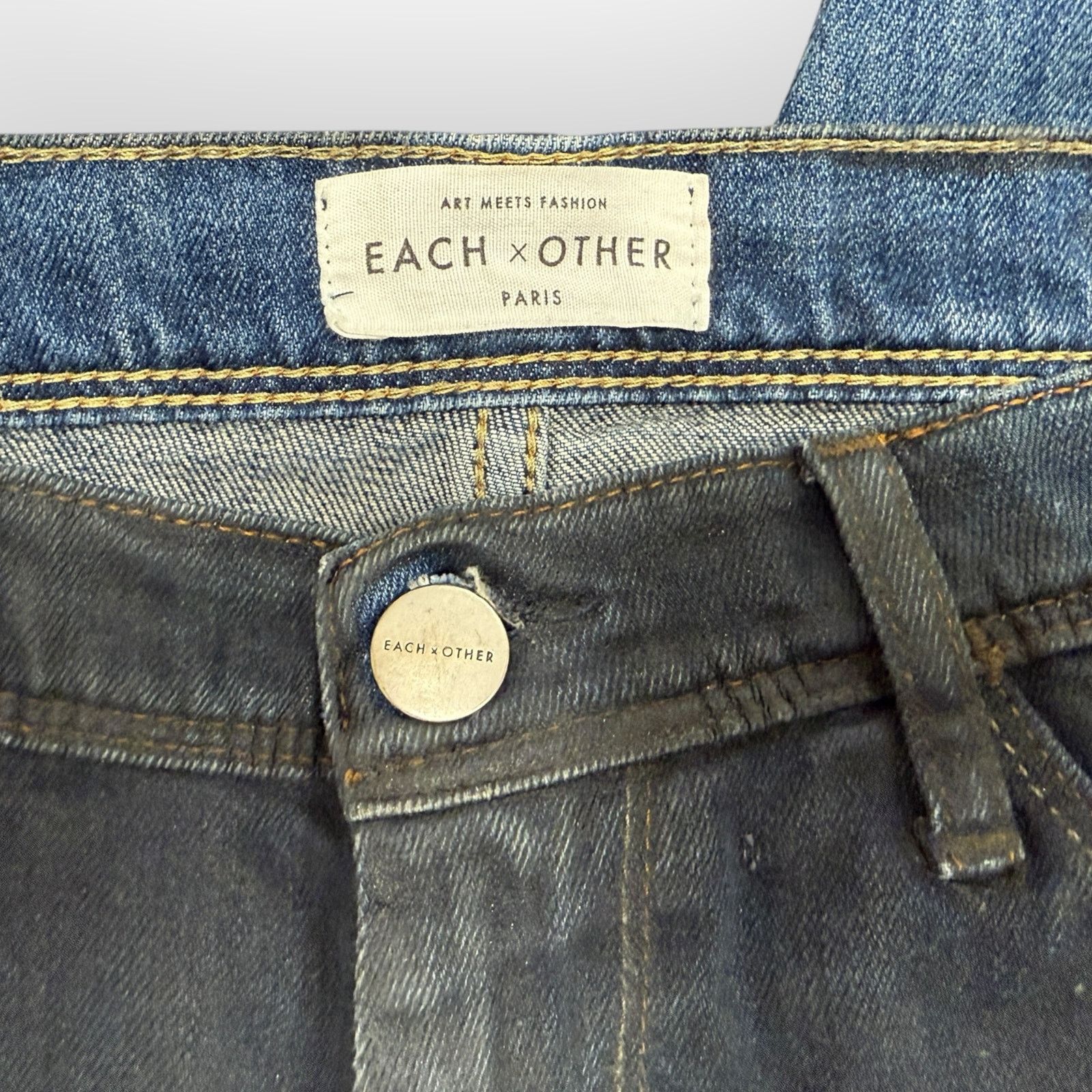 EACH x OTHER Each x Other Paris Two Color Denim Waxed Front Skinny Jeans Size 26" / US 2 / IT 38 - 3 Thumbnail