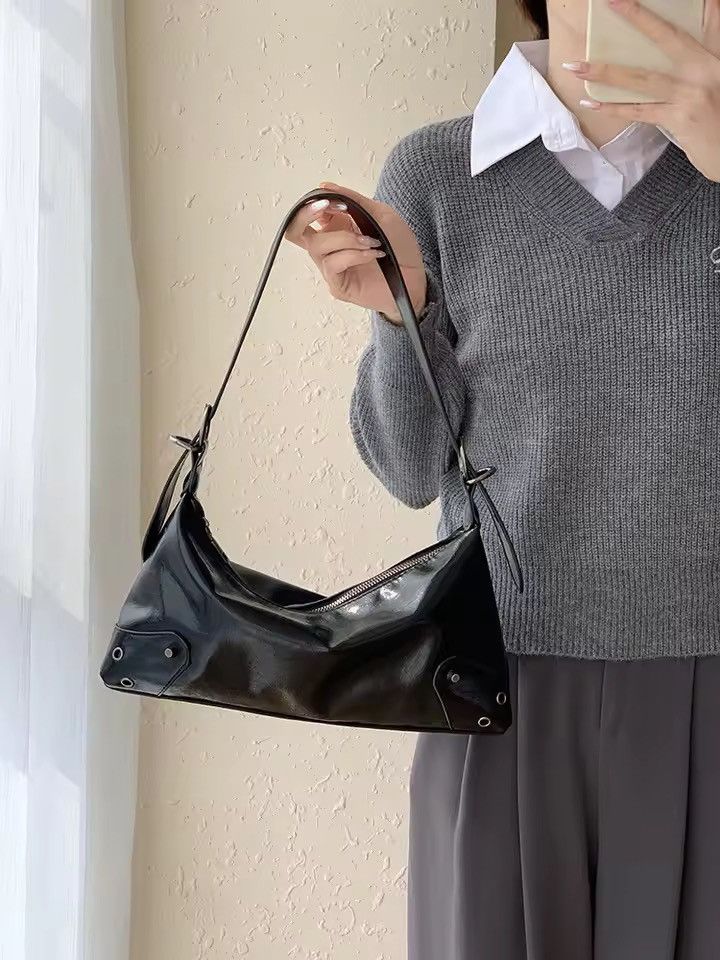 Retro Style PU Leather Small Shoulder Bag y2k unisex