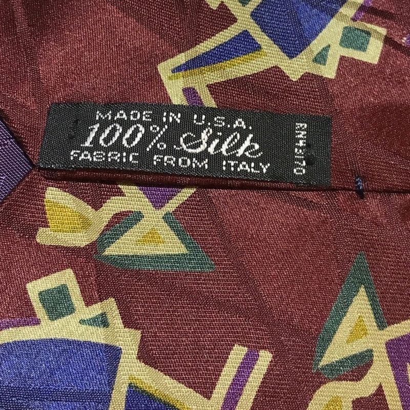 Principe Principe Red Geometric Short Wide Men Necktie Size ONE SIZE - 5 Thumbnail