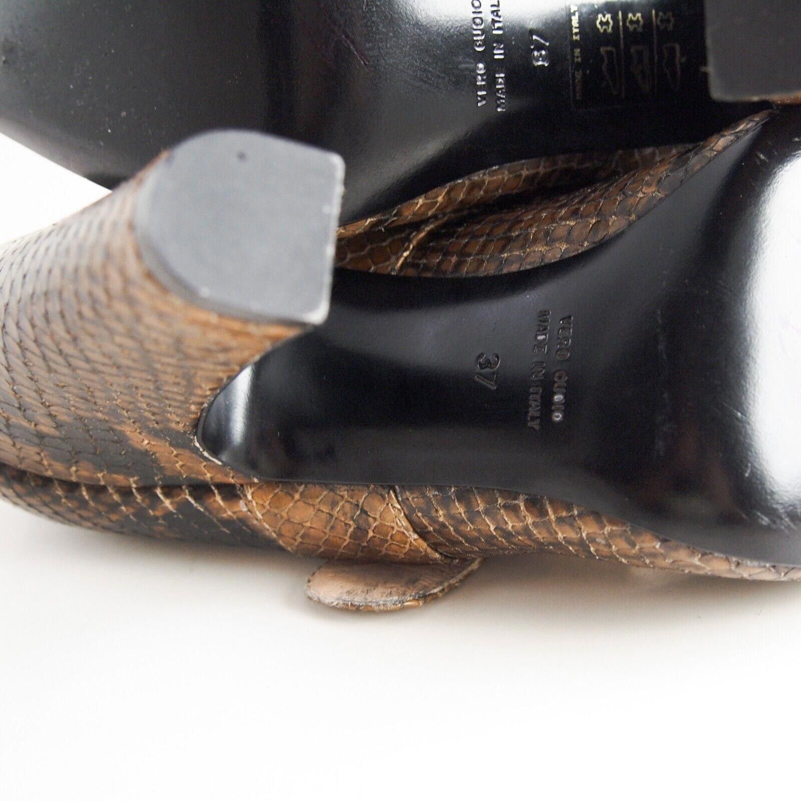 Designer Gaia D'Este Mary Jane Heels Brown Python Buckle US 7 EU 37 Size US 7 / IT 37 - 8 Thumbnail