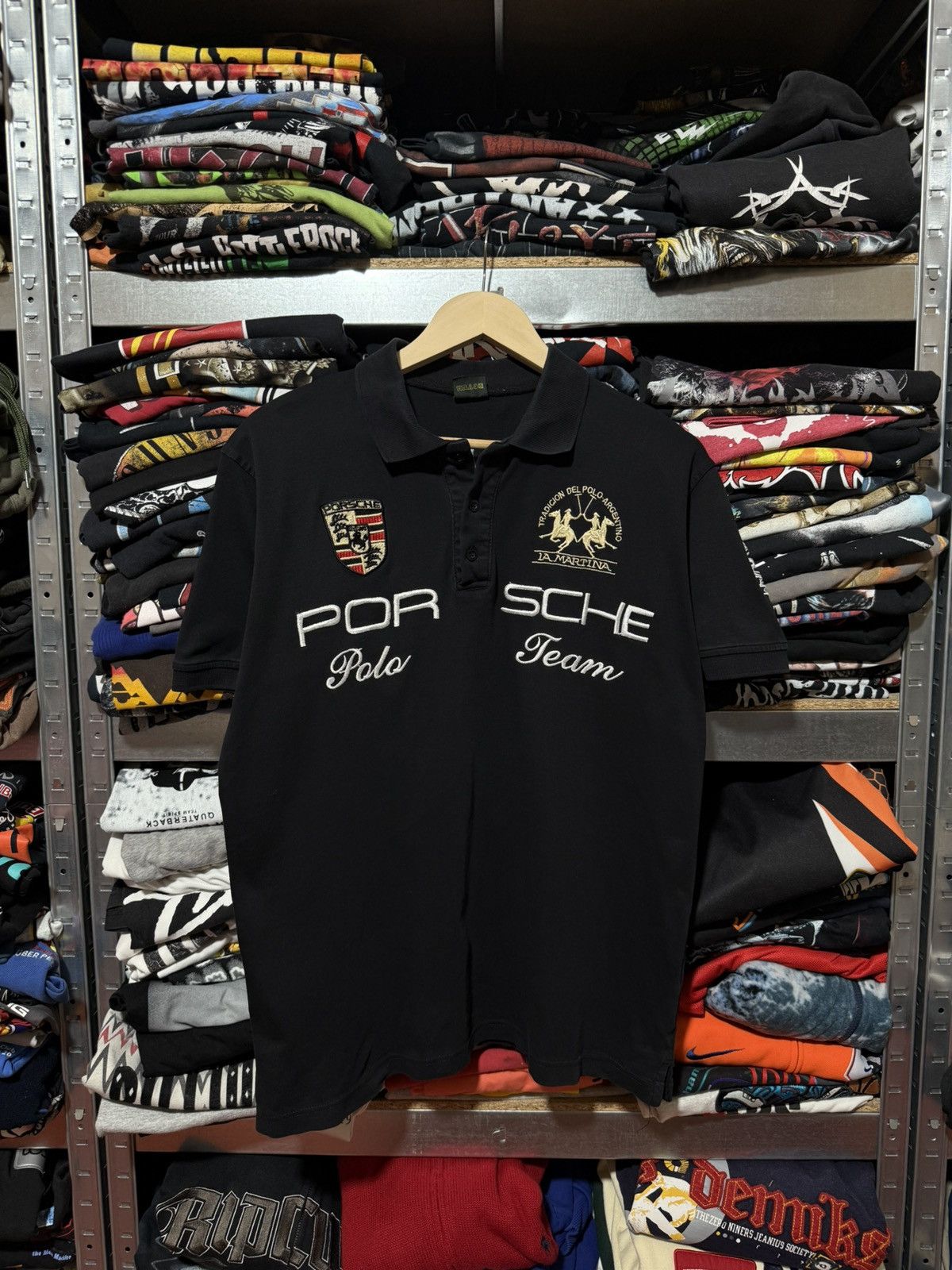 LA MARTINA PORSCHE POLO TEAM EMBROIDERED LOGO RACING T-SHIRT