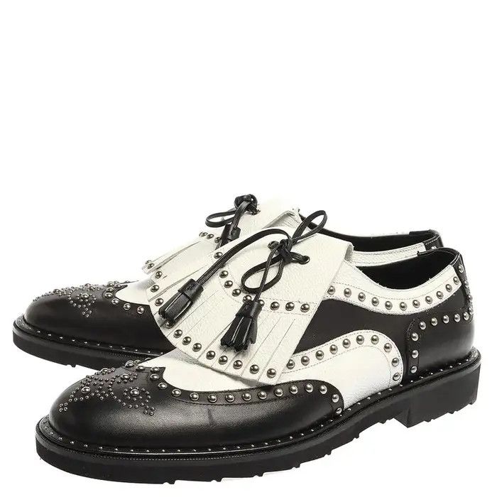 Dolce & Gabbana o1y0125 Leather Laced Shoes in Black/White Size US 10 / EU 43 - 4 Thumbnail