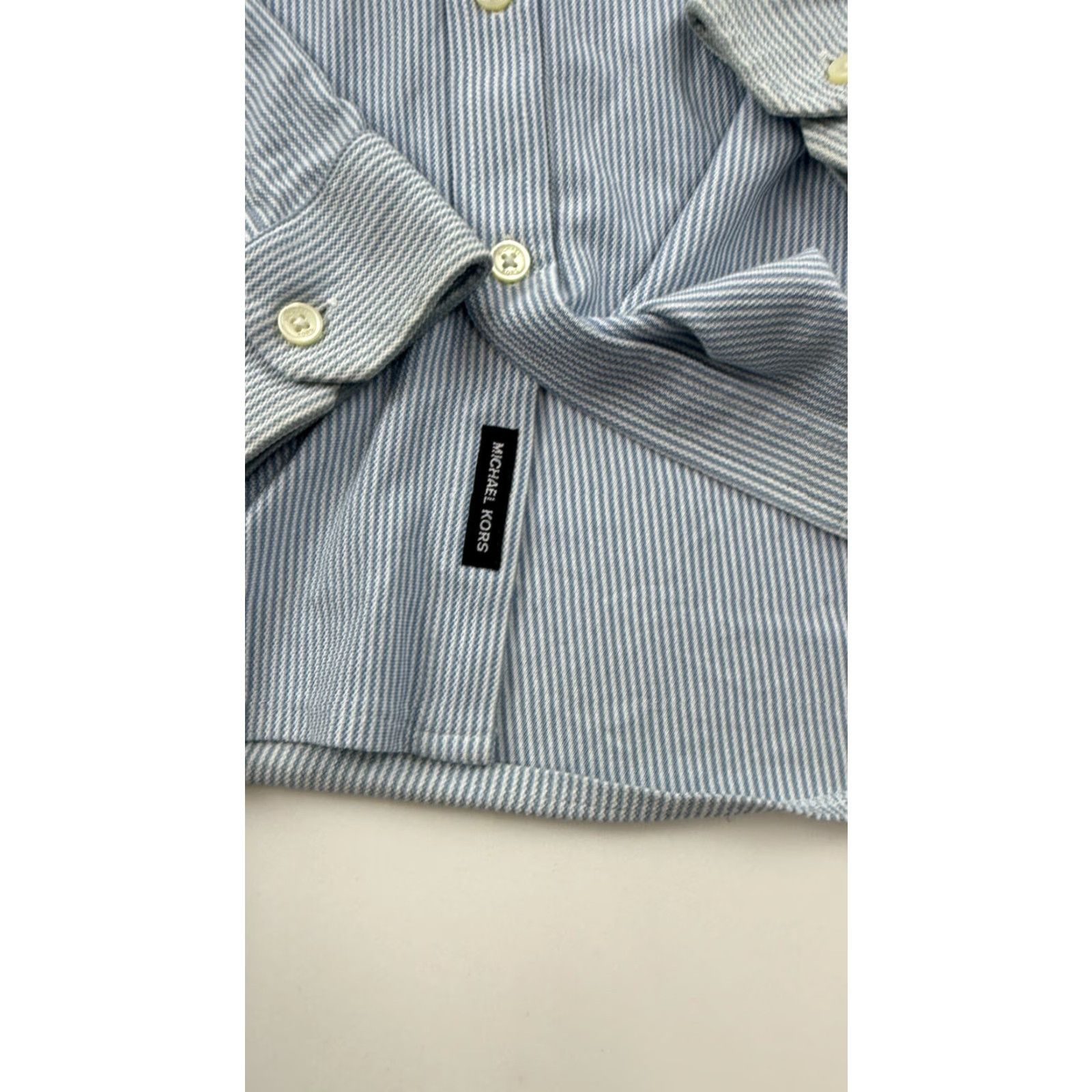 Michael Kors Michael Kors Button-Up Shirt Mens Medium Blue Striped Slim Fit Collared Size US M / EU 48-50 / 2 - 4 Thumbnail