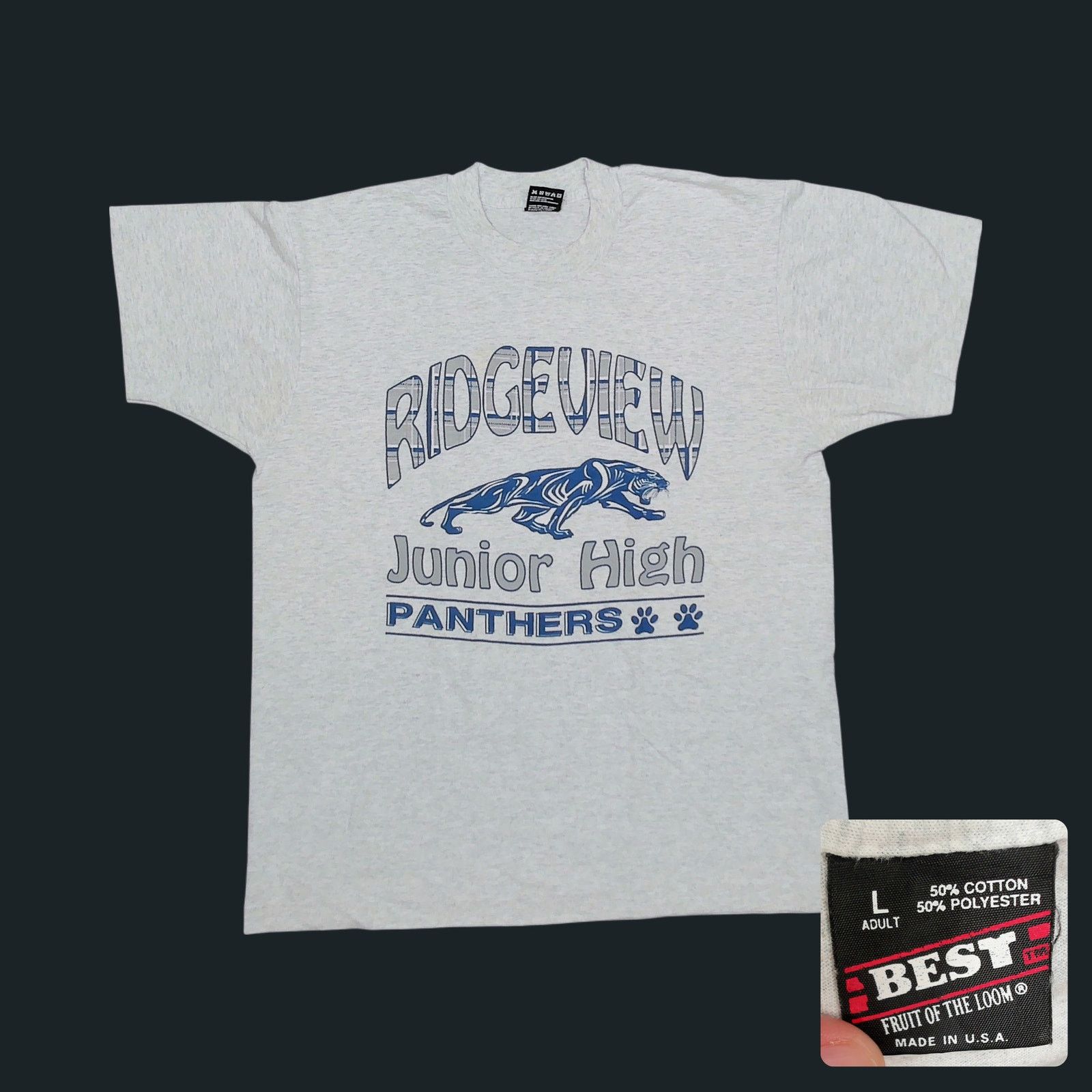 Fruit Of The Loom FOTL Vintage 90s Single Stitch Panthers Blank Tee Large Size US L / EU 52-54 / 3 - 1 Thumbnail