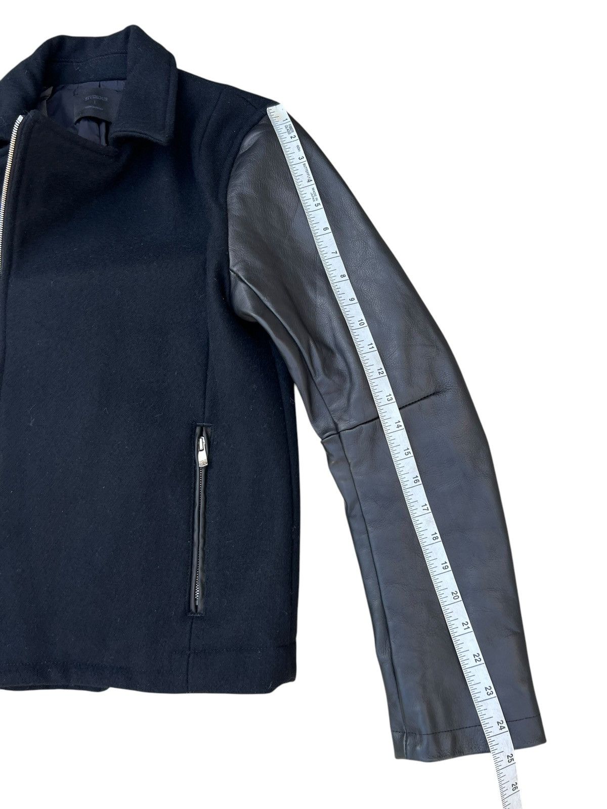 Leather STUDIOUS Japan Asymmetrical Wool Cowhide Leather Jacket Size US S / EU 44-46 / 1 - 4 Thumbnail