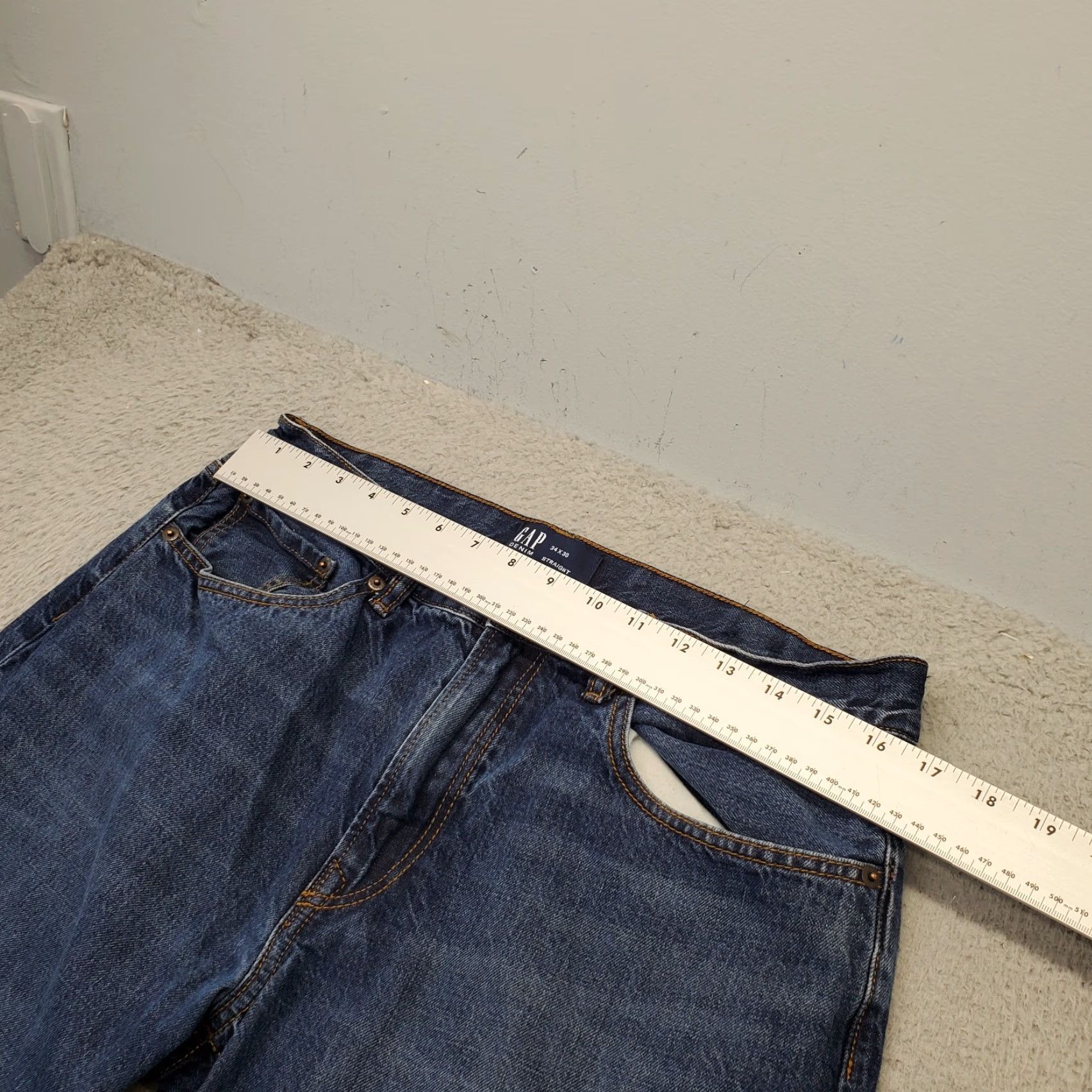 Gap Gap Mens Jeans 34 Straight Denim Blue 5-Pocket Regular 30.5 Inseam Medium Wash Flat Front Stretch Size US 34 / EU 50 - 3 Thumbnail