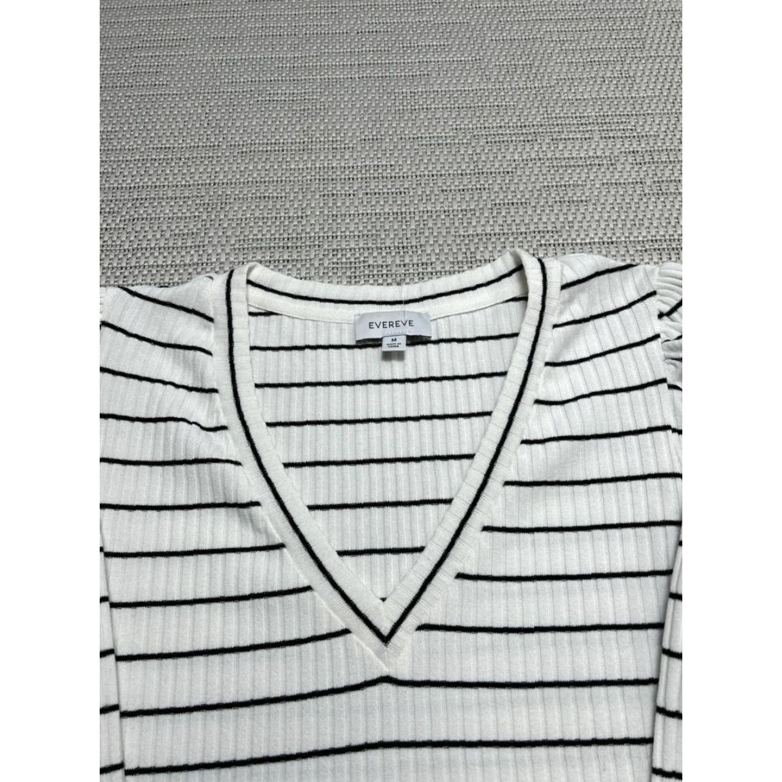 Vintage Evereve Sweater Womens Medium White Black Knit Pullover Size M / US 6-8 / IT 42-44 - 2 Thumbnail