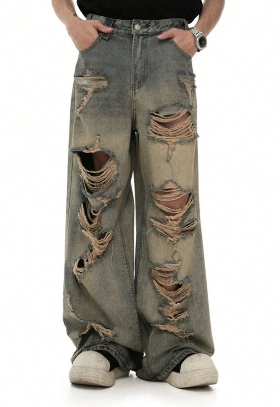 Jean DISTRESSED Ripped Dusty Jeans Size US 33 - 1 Thumbnail