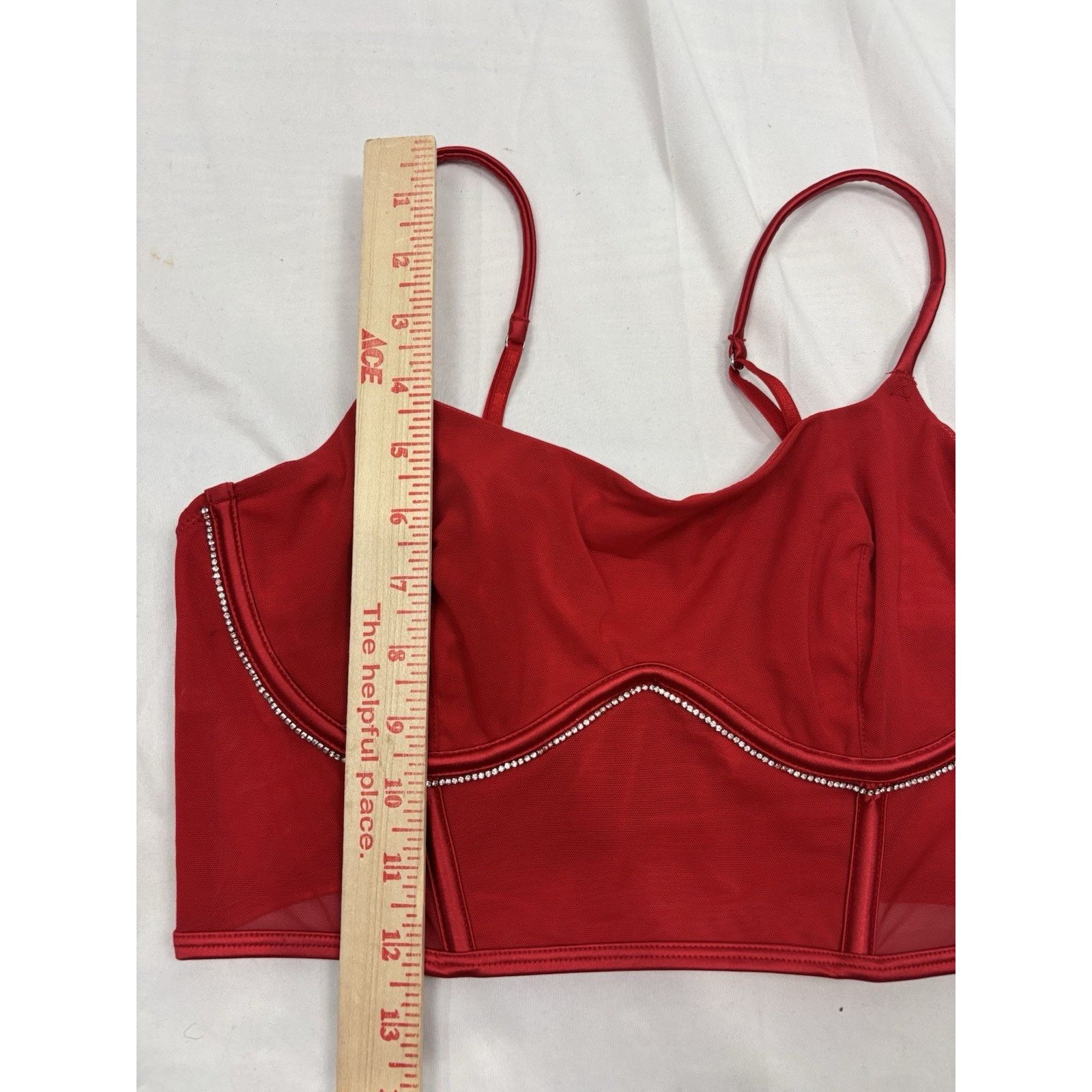 Target Basics NWT Target Red Satin Rhinestone Corset Bra Top Auden Size M Size ONE SIZE - 4 Thumbnail