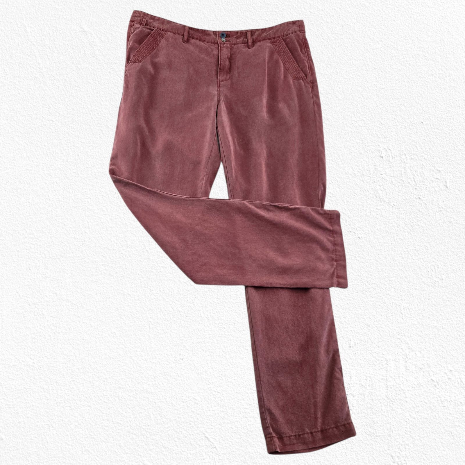Pilcro Dusty Rose Lyocell Straight Leg Trousers