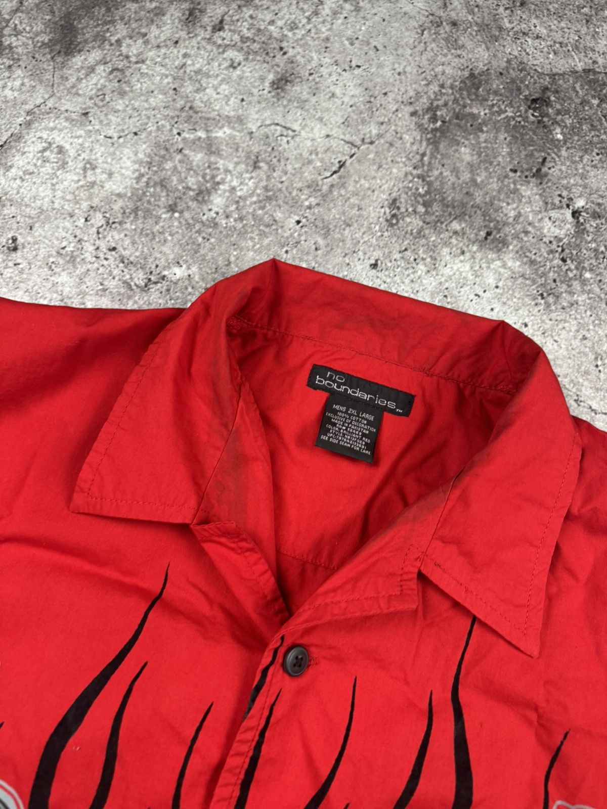 Vintage 💧Vintage Y2k No Boundaries Shirt Button Up Flames red Rare💧 Size US XXL / EU 58 / 5 - 3 Thumbnail