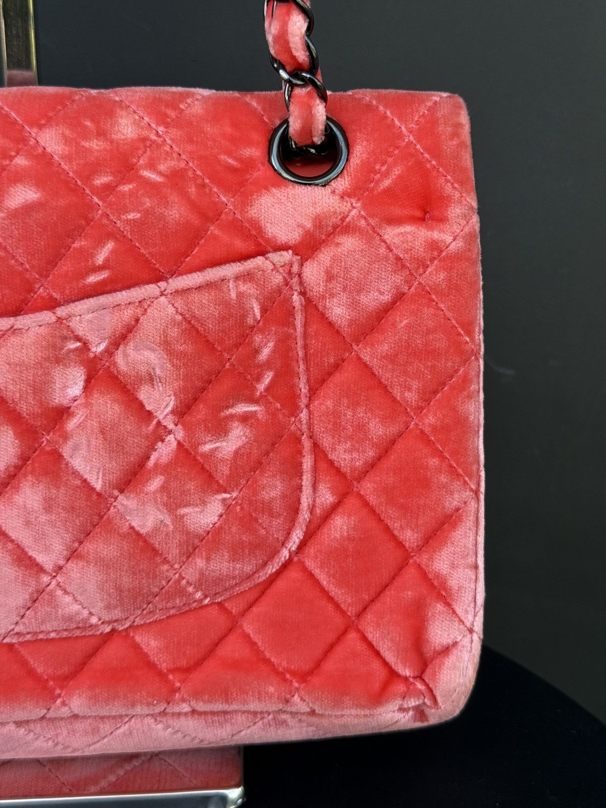 Chanel Chanel - 2014 - Pink Velvet Medium Double Flap Shoulder Bag Size ONE SIZE - 8 Thumbnail