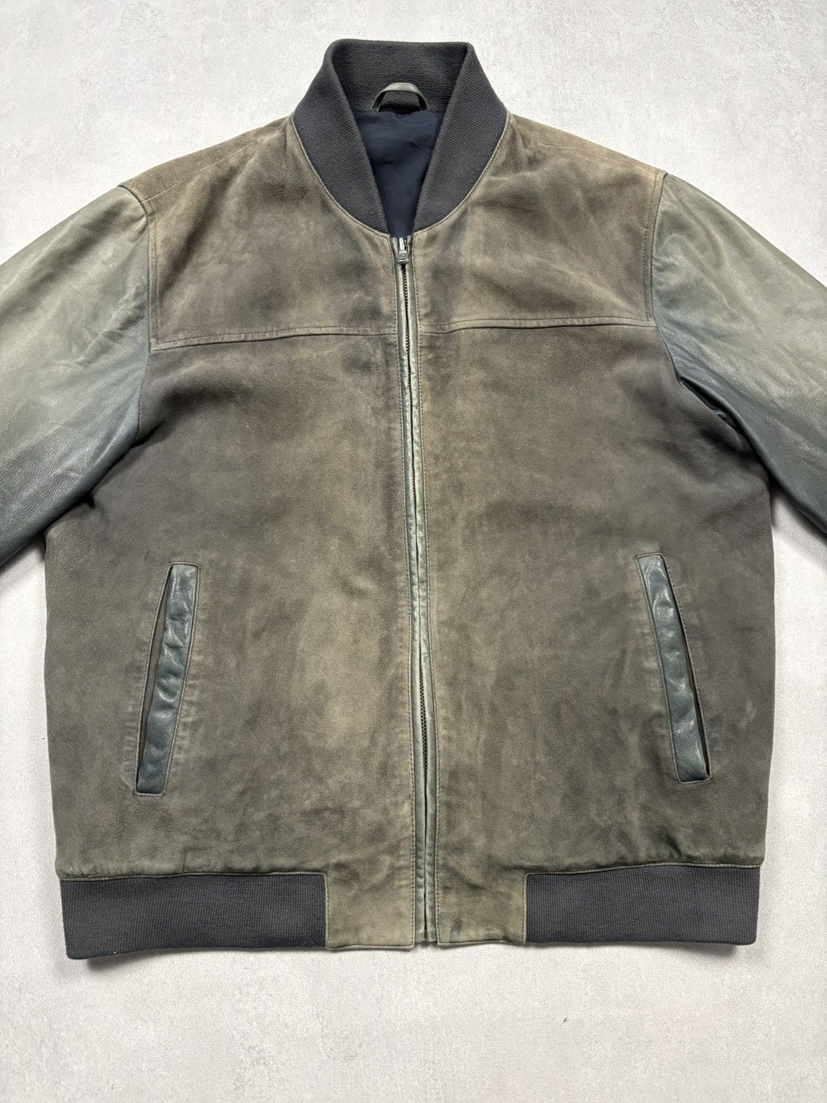 Hackett Hackett London Two-Tone Goat & Lamb Leather Bomber Jacket L Size US L / EU 52-54 / 3 - 5 Thumbnail
