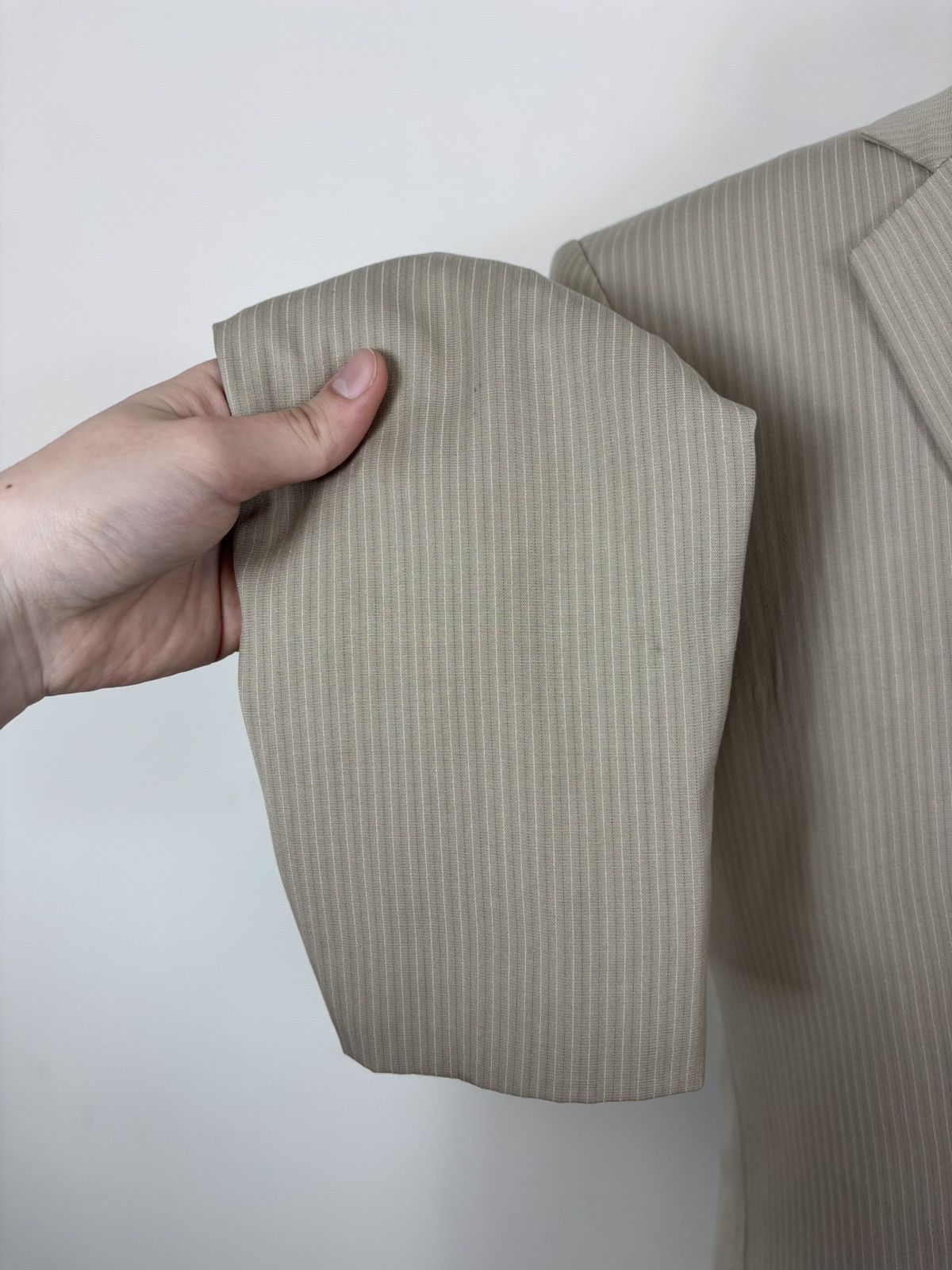 Lanvin Lanvin Sport Men’s Vintage Beige Ivory Striped Blazer Jacket Size 44R - 10 Thumbnail