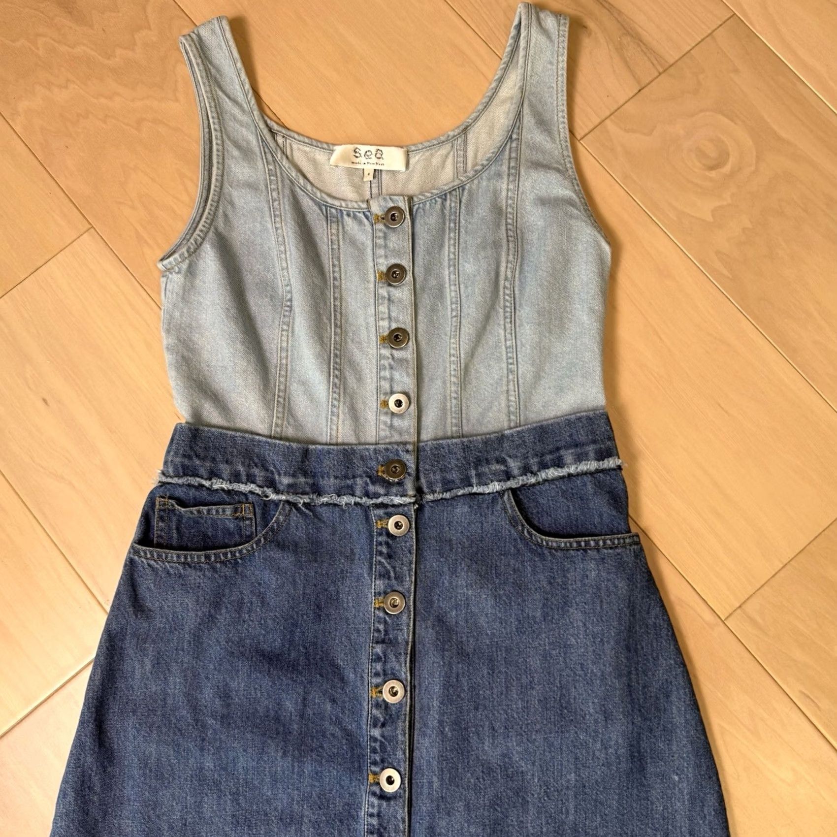 Sea New York Sea New York Blue Denim Maxi Dress Women's 4 Sleeveless Glam Boho Party Summer Size S / US 4 / IT 40 - 5 Thumbnail