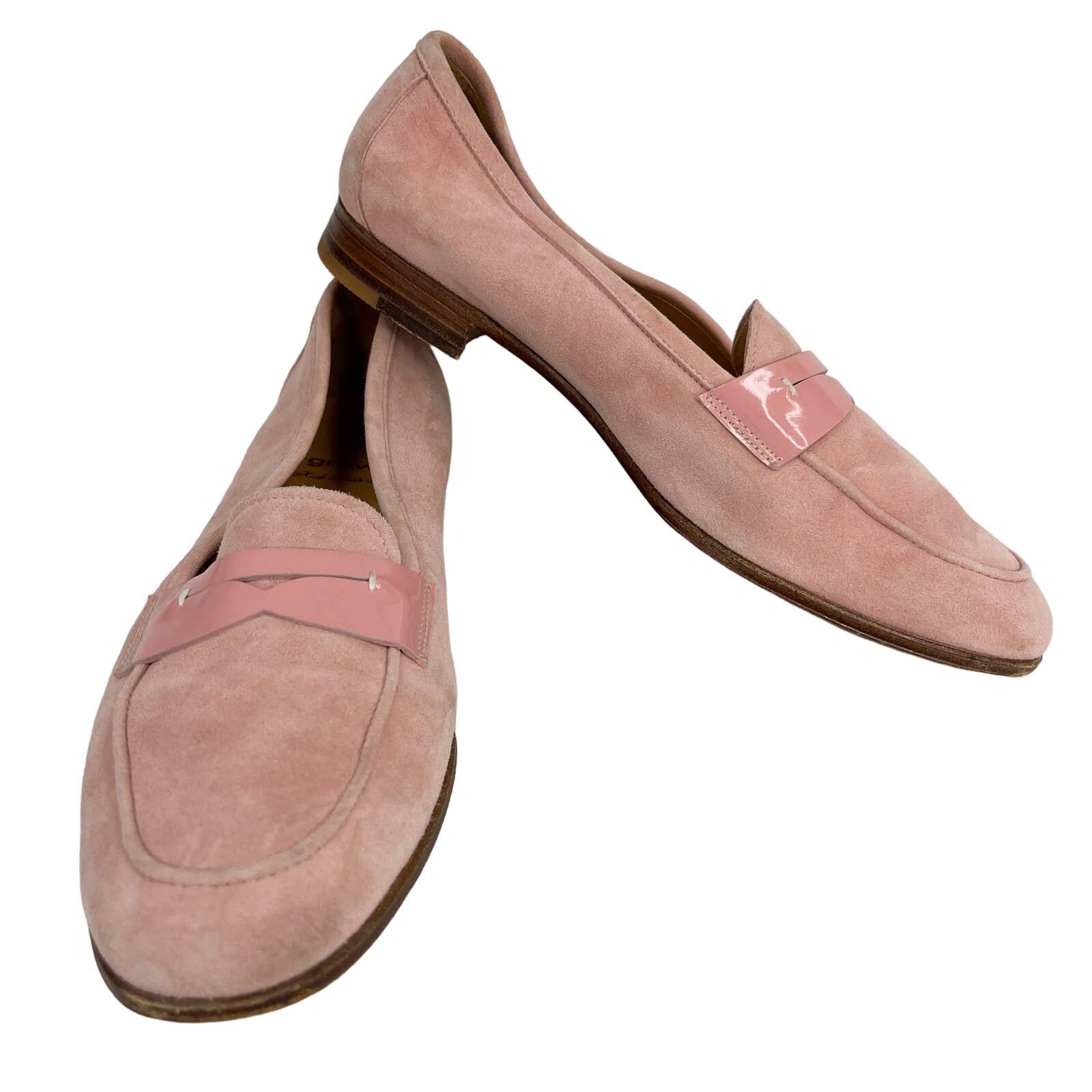 image of Gravati Italy Flats Loafers 8M Pink Suede Patent Leather, Women's