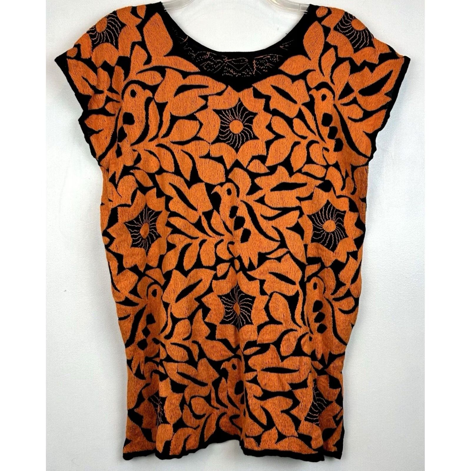 Vintage VINTAGE Mexican Embroidered Top Woman M Blouse Orange Floral Bird Read Size M / US 6-8 / IT 42-44 - 2 Thumbnail