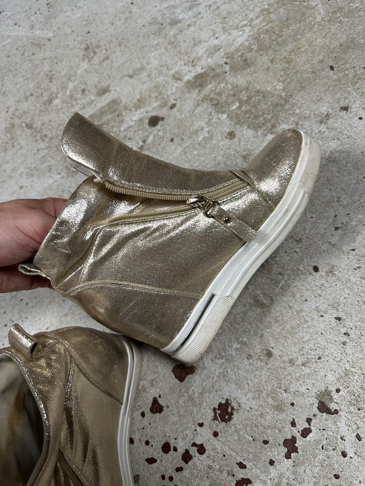 Vintage Vintage Y2K High Top Sneakers Gold Japanese Isabel Size US 5 / IT 35 - 11 Thumbnail
