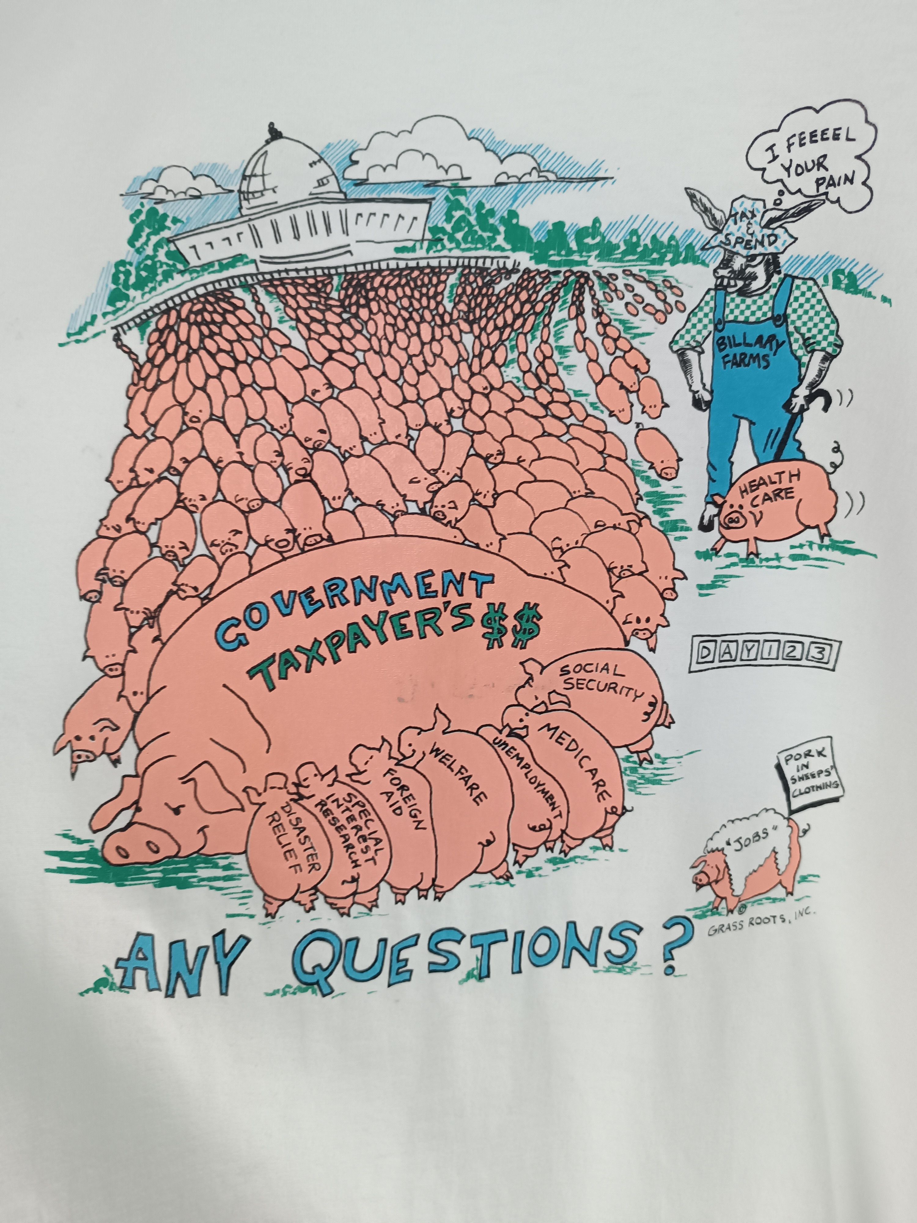Vintage VINTAGE 90'S GOVERMENT PIG TAXPAYER HUMOR ADULT FUNNY Size US L / EU 52-54 / 3 - 9 Thumbnail