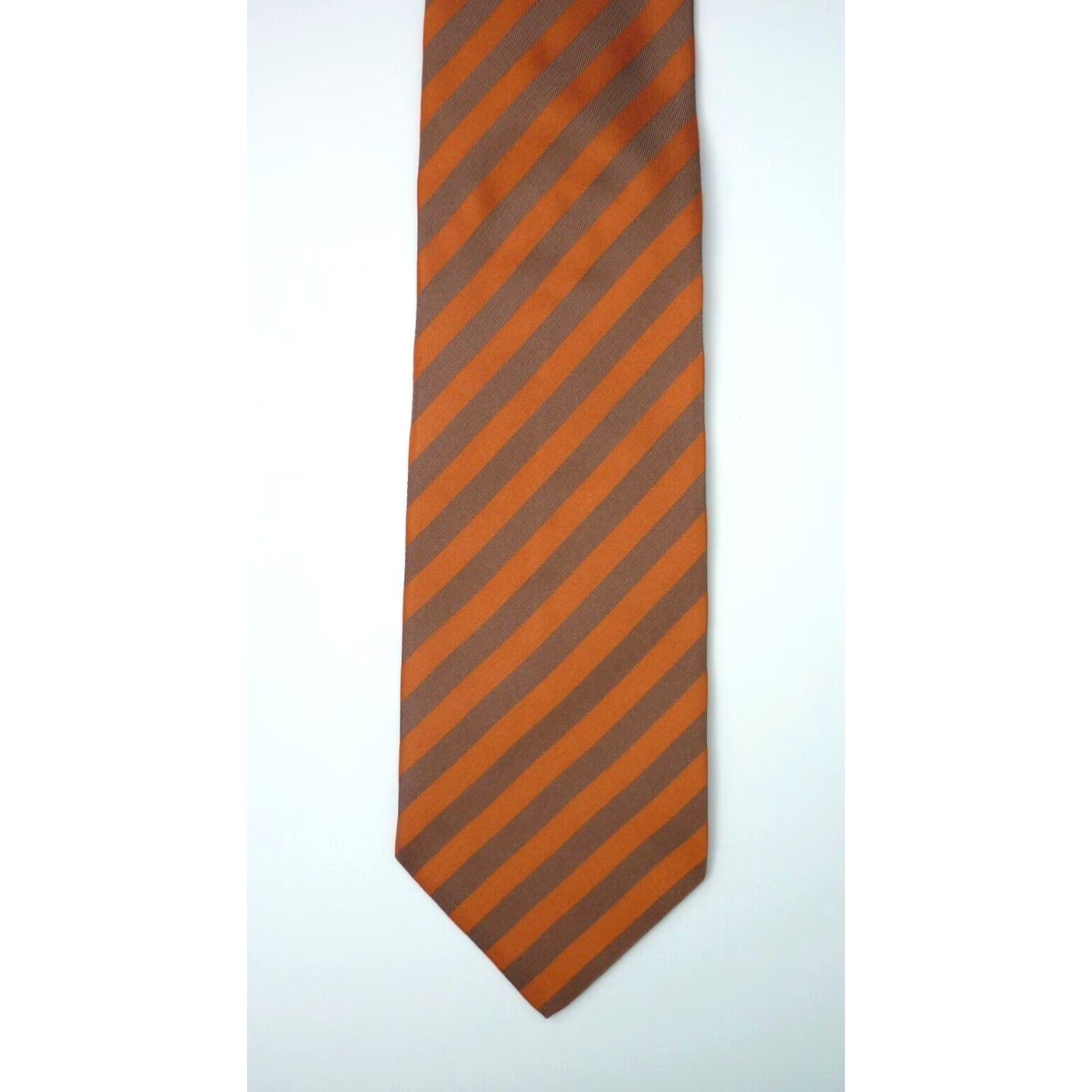 Yves Saint Laurent VINTAGE Yves Saint Laurent Men's Tie Stripes 100% Silk Made in Italy Long 61" Orange & Brown Mens Size ONE SIZE - 4 Thumbnail