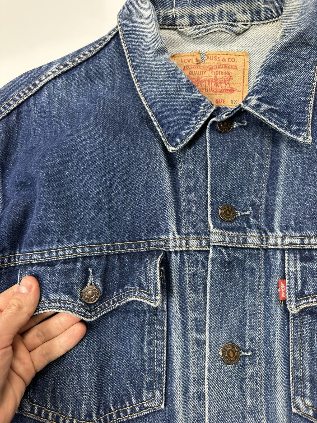 Levi's 90's Vintage Levi's Denim Jacket Faded Blue 70570 Xll Size Size US XXL / EU 58 / 5 - 8 Thumbnail
