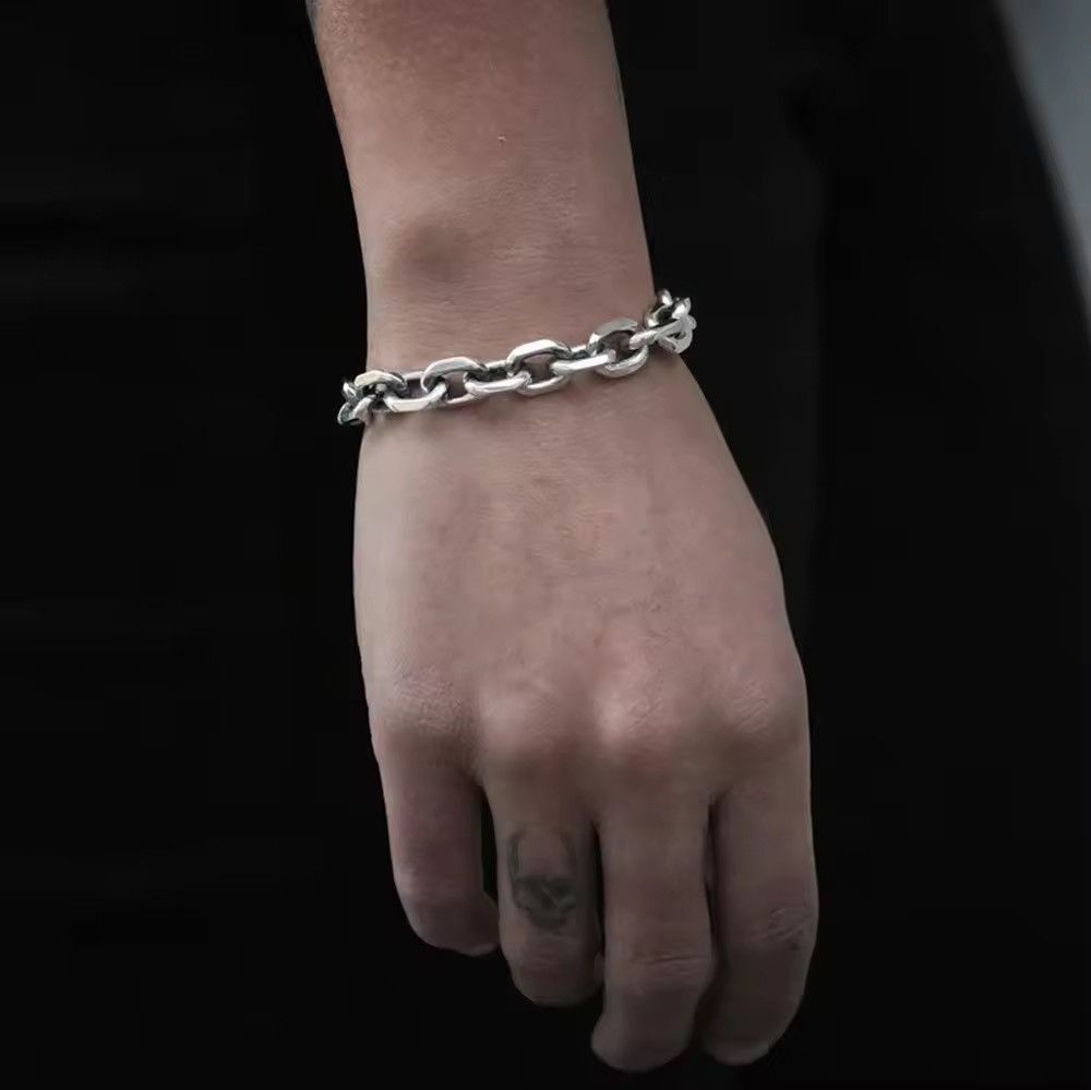 Jewelry 7 mm width + 19 cm Chunky Thick Link Chain Bracelet Size ONE SIZE - 4 Thumbnail