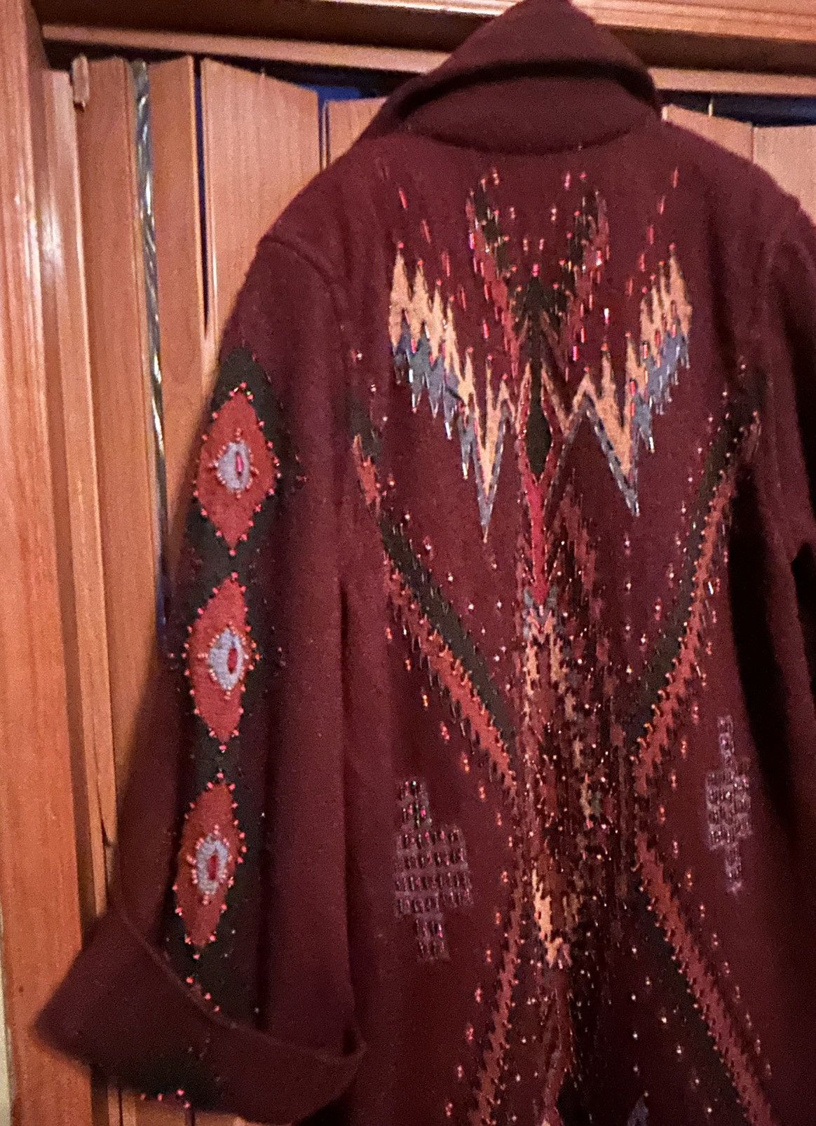 Other Krista Koeppe Vintage Beaded Wool Coat: Aztec Tribal Size S / US 4 / IT 40 - 15 Thumbnail