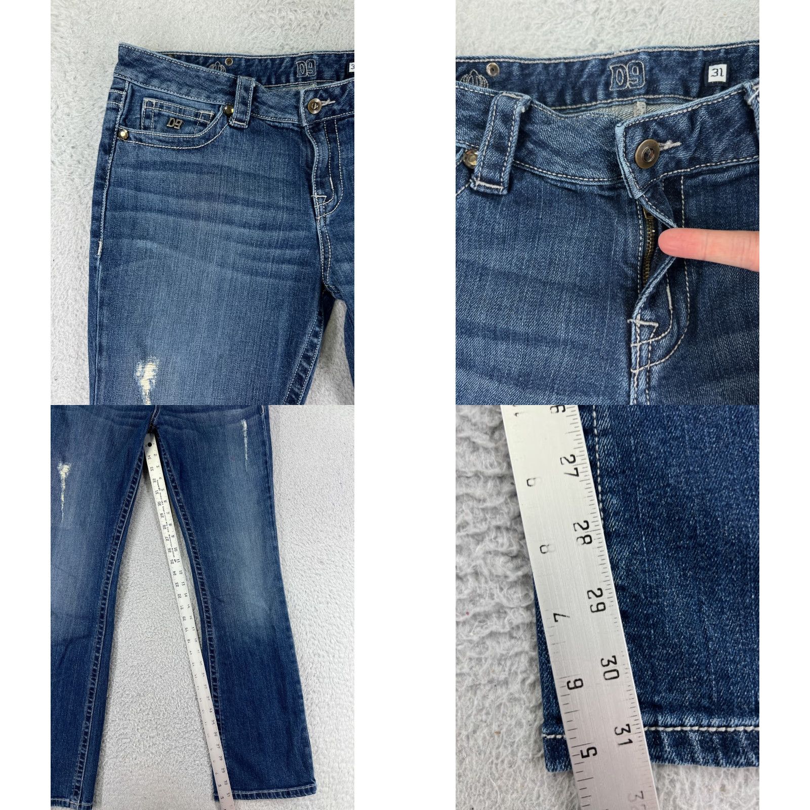 Silver Jeans Co. Diane Gilman Pants Womens 31 Blue Denim Jeans DG Slick Bling Embellished Cotton Size 24" / US 00 / IT 34 - 8 Thumbnail