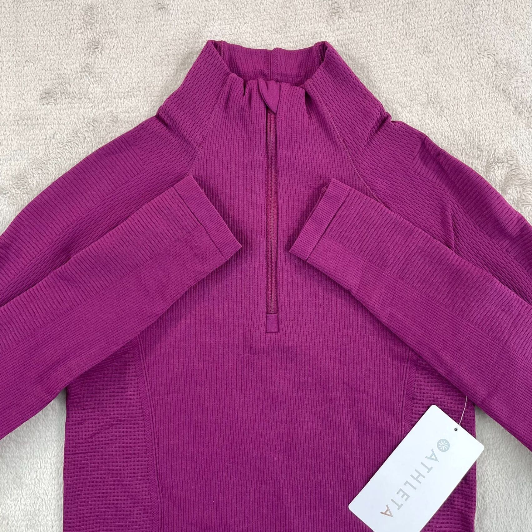 Athleta Athleta Flurry Shirt Women 2XS Plum Training Wicking NWT Mock Neck Half Zip Top Size XXS / US 00 / IT 34 - 4 Thumbnail