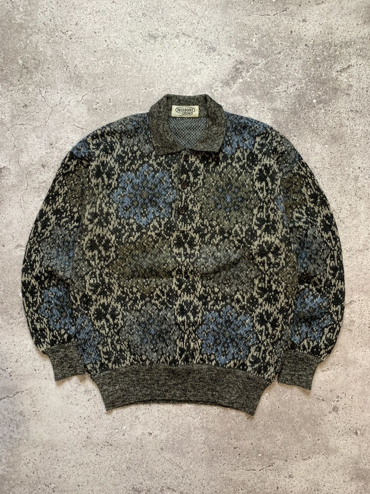 image of Missoni Multicolor Mohair Sweater Flowers Print in Grey, Men's (Size XL)