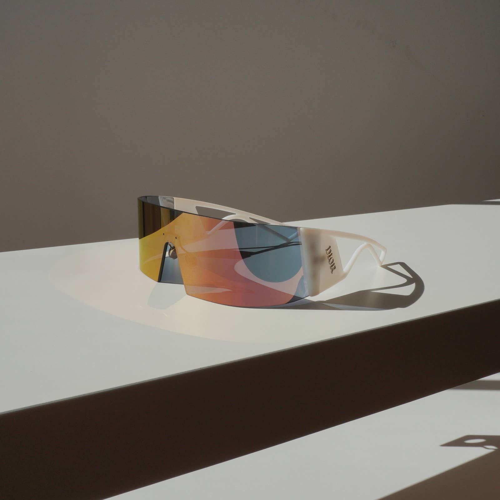 image of Dior Kalei Diorscopic Multicolor Shield Mask Logo Sunglasses in White, Men's