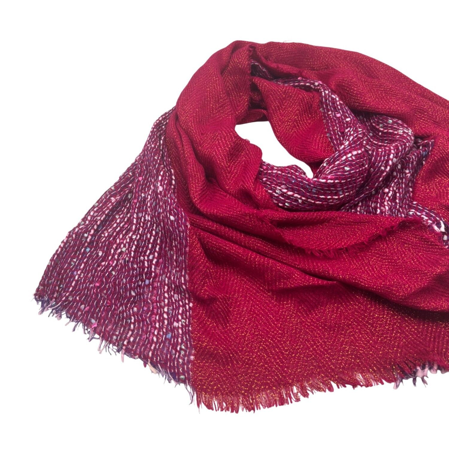 Other Collection XIIX Metallic Textured Scarf, Glazed Raspberry, O Size ONE SIZE - 7 Thumbnail