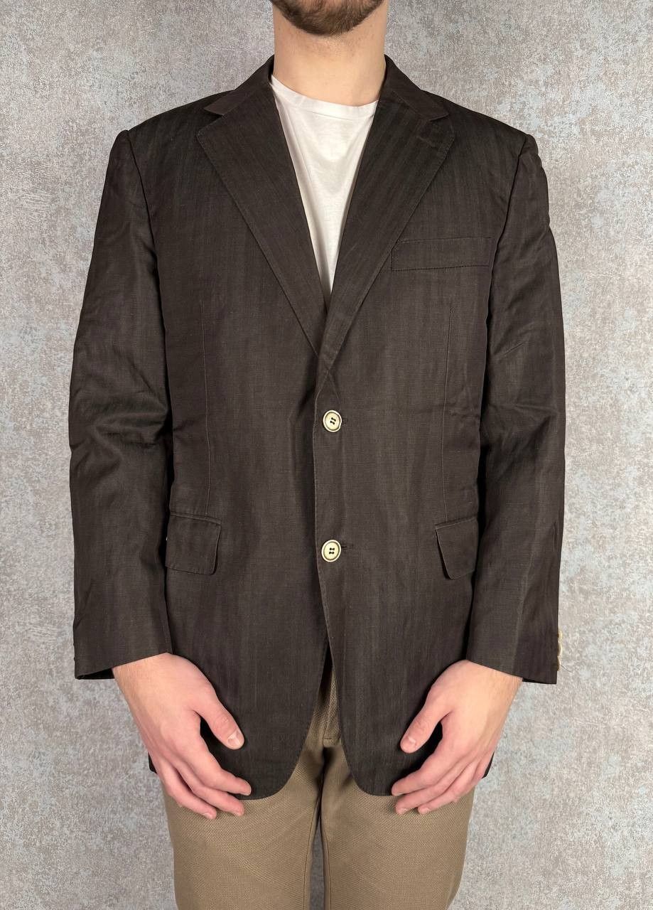 Canali Canali Herringbone Blazer Brown 2-Button Blazer Size 50R - 1 Thumbnail