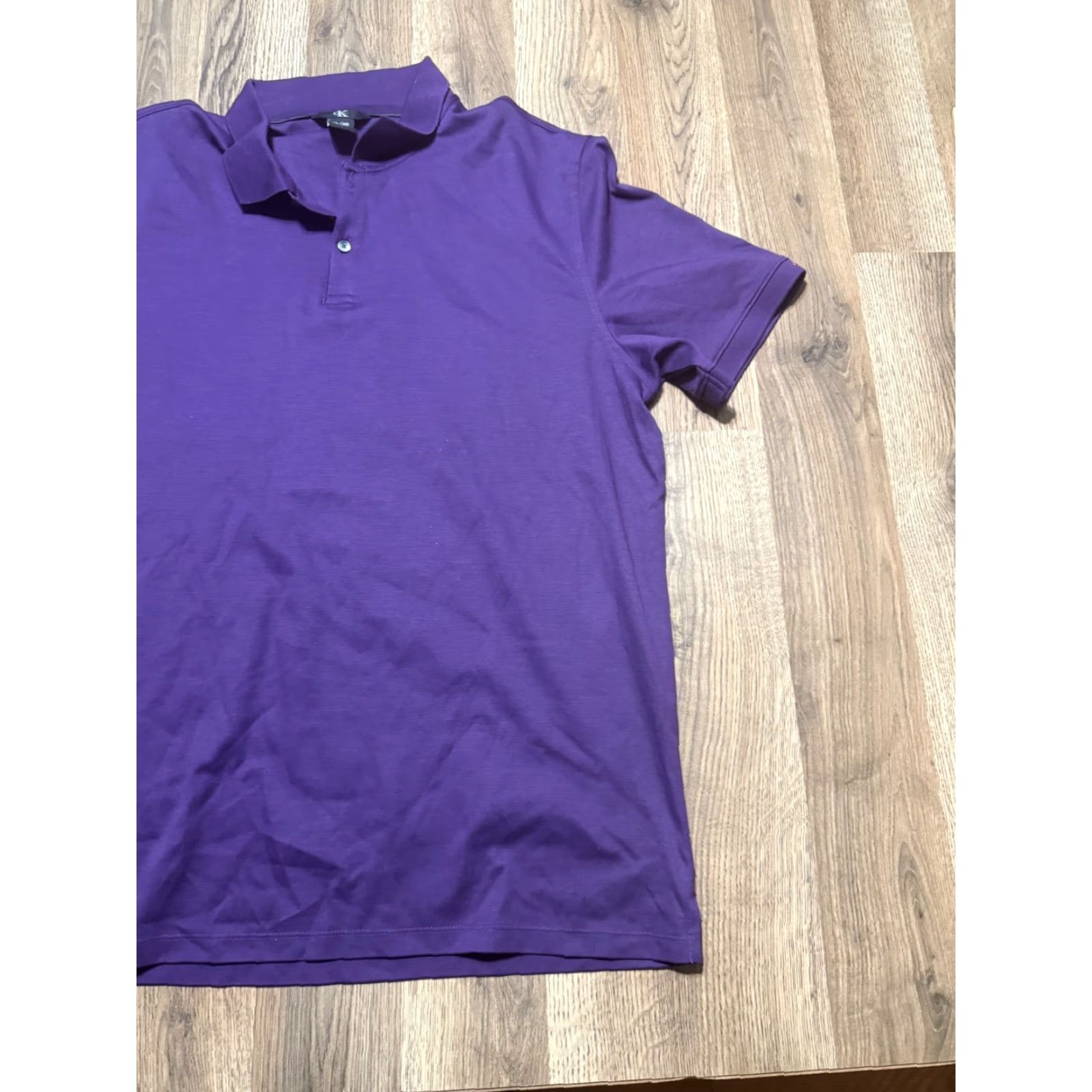 Calvin Klein Calvin Klein Shirt, Polo Short Sleeve Shirt, Men's XL, Purple, Button, Cotton, Casual, Golf, 3/4 Button, Regular, Knit? Size US XL / EU 56 / 4 - 4 Thumbnail