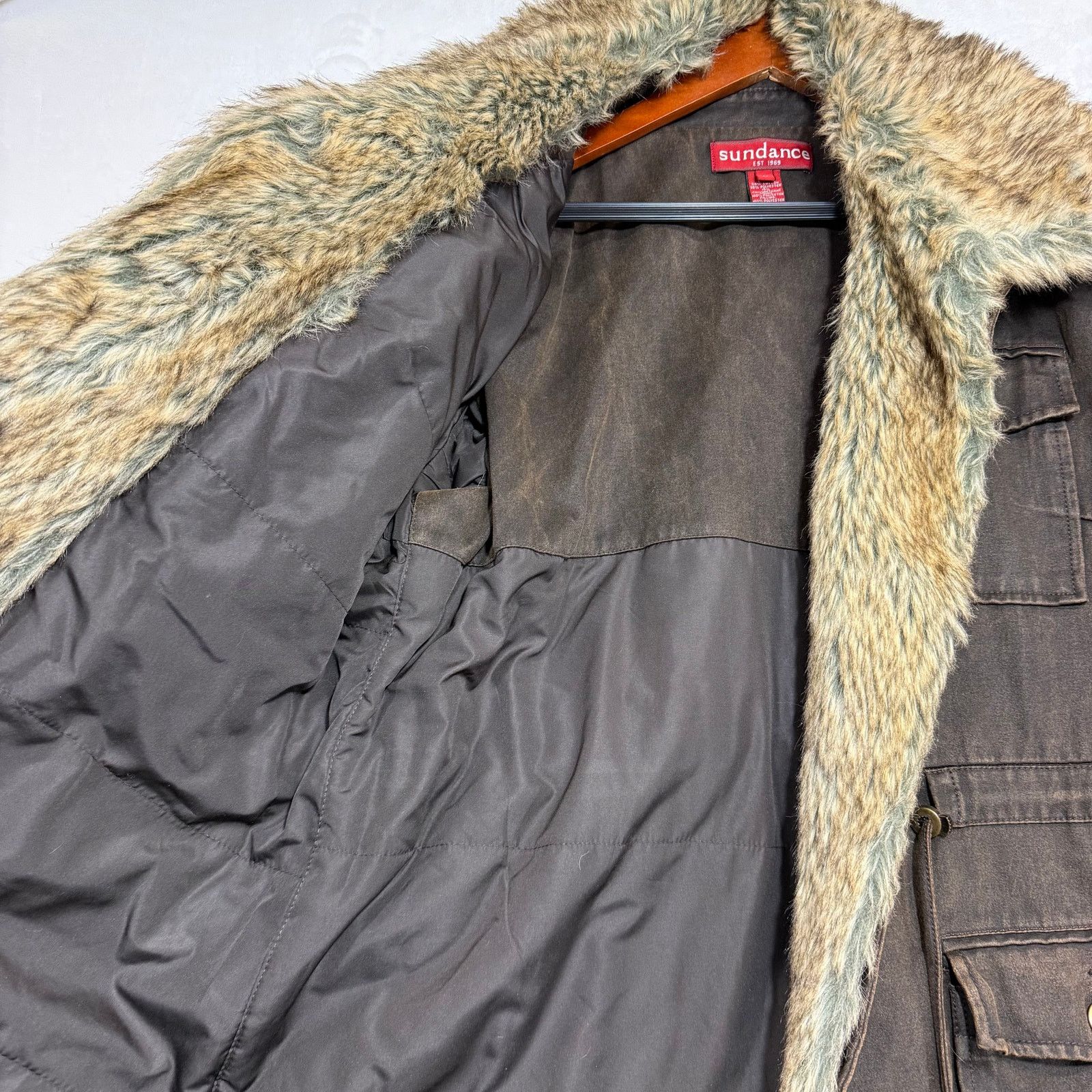 Other Sundance Large Coat Brown Faux Fur Barn Coat Boho Winter Y2K Size L / US 10 / IT 46 - 4 Thumbnail