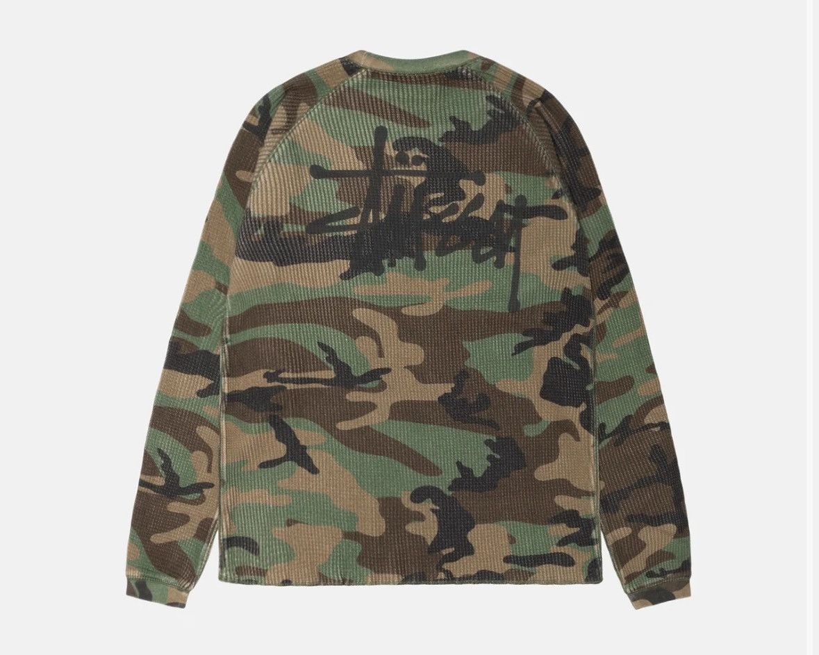 Stussy woodland camo raglan thermal long sleeve small