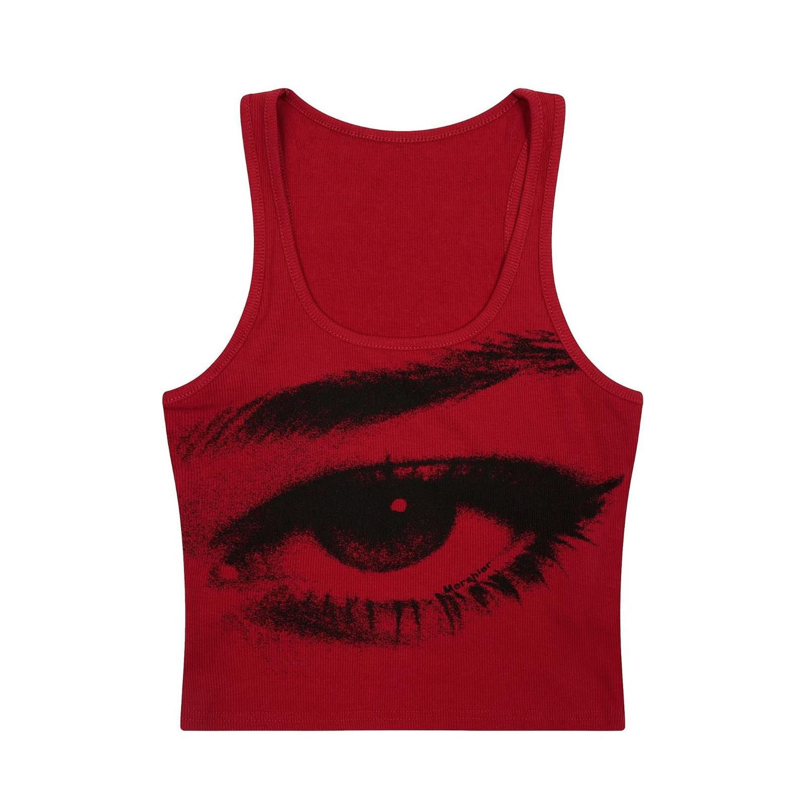 Vintage Red Eye Graphic Crop Tank Top Size M / US 6-8 / IT 42-44 - 1 Thumbnail
