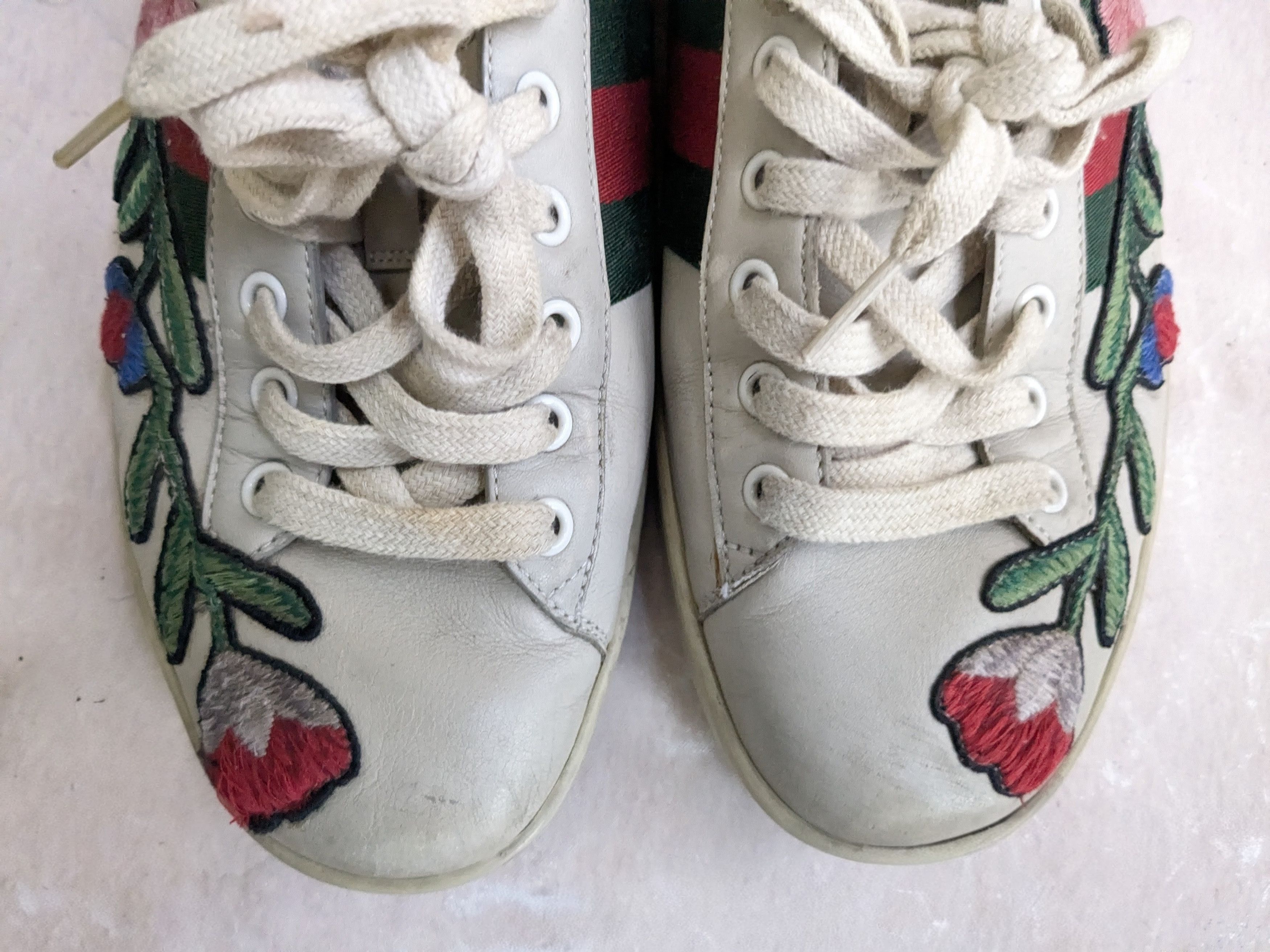 Gucci Gucci Ace Floral 8.5 Low Tops Leather Flower Size US 8.5 / EU 41-42 - 2 Thumbnail