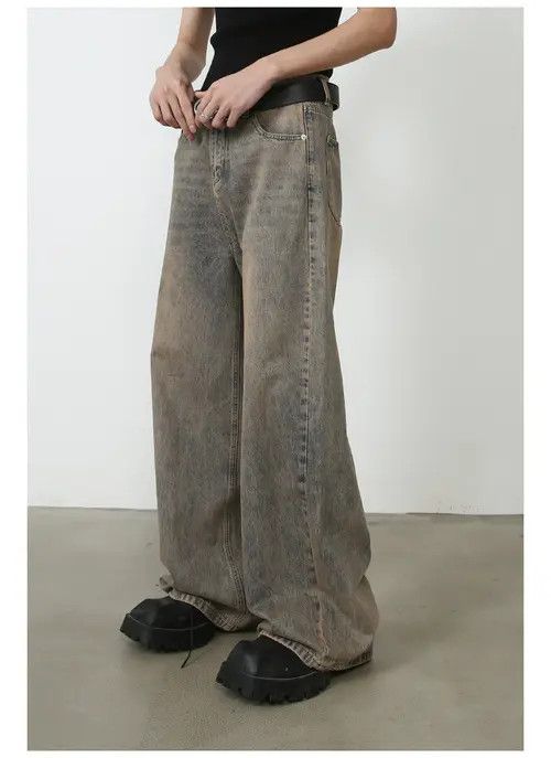 Japanese Brand × Jean American men's loose distressed oversize vintage jeans Size US 34 / EU 50 - 4 Thumbnail
