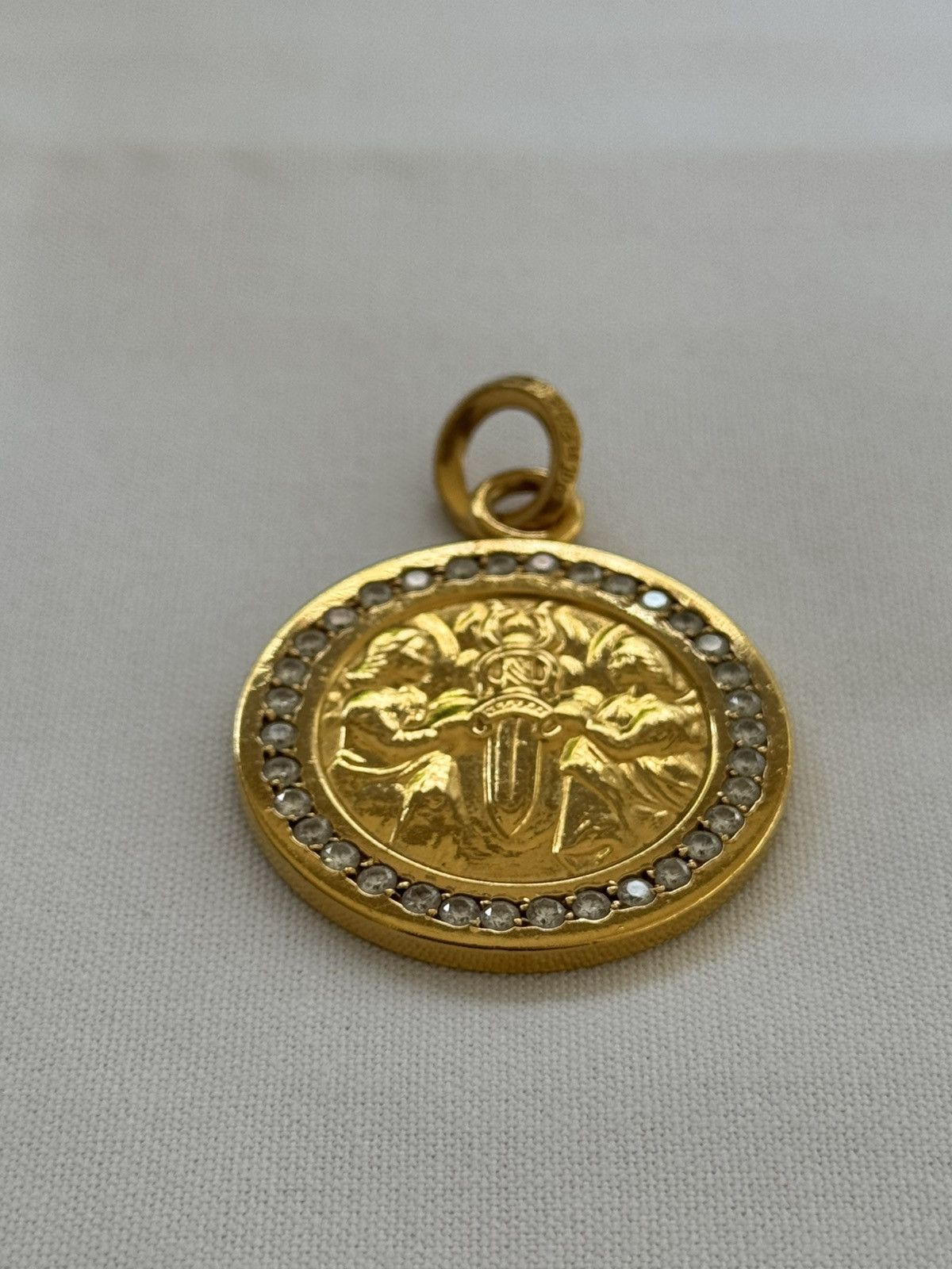 Chrome Hearts 22K GOLD DIAMOND DAGGER ROUND PENDANT Size ONE SIZE - 2 Thumbnail