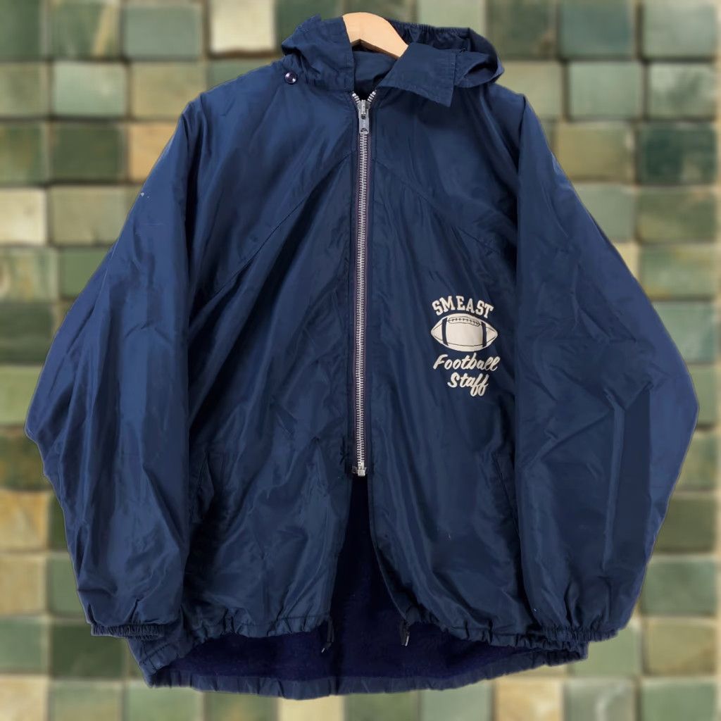 Champion VINTAGE Champion Windbreaker Hooded 80s Football Blue Mens XL Hooded Size US XL / EU 56 / 4 - 1 Thumbnail