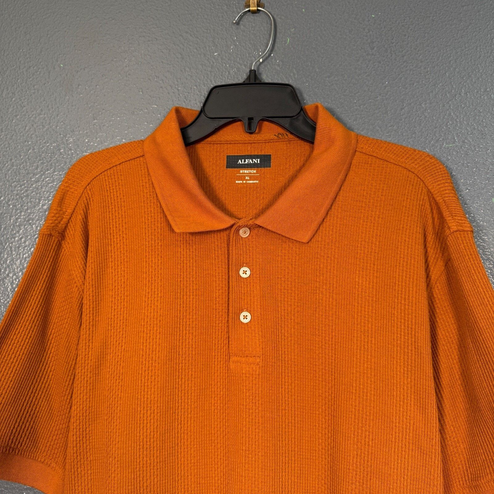 Alfani Alfani XL men Stretch Textured Jacquard Polo Shirt Brown NEW Size US XL / EU 56 / 4 - 2 Thumbnail
