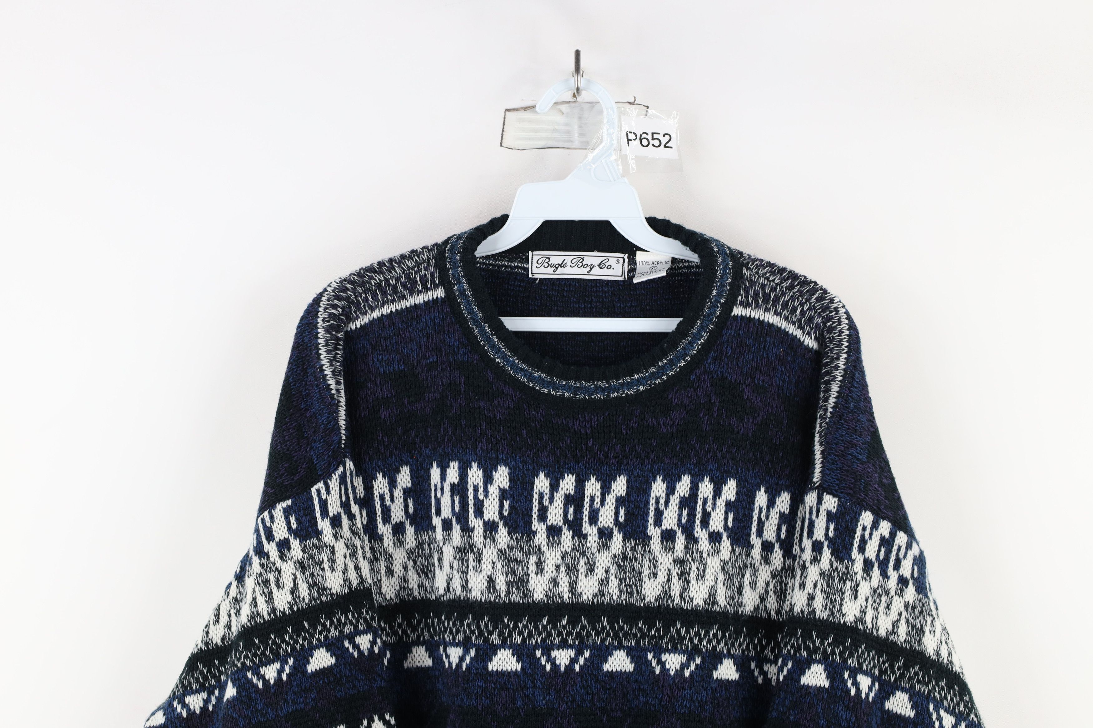 Vintage Vintage 90s Coogi Style Geometric Knit Crewneck Sweater Size XL / US 12-14 / IT 48-50 - 2 Thumbnail
