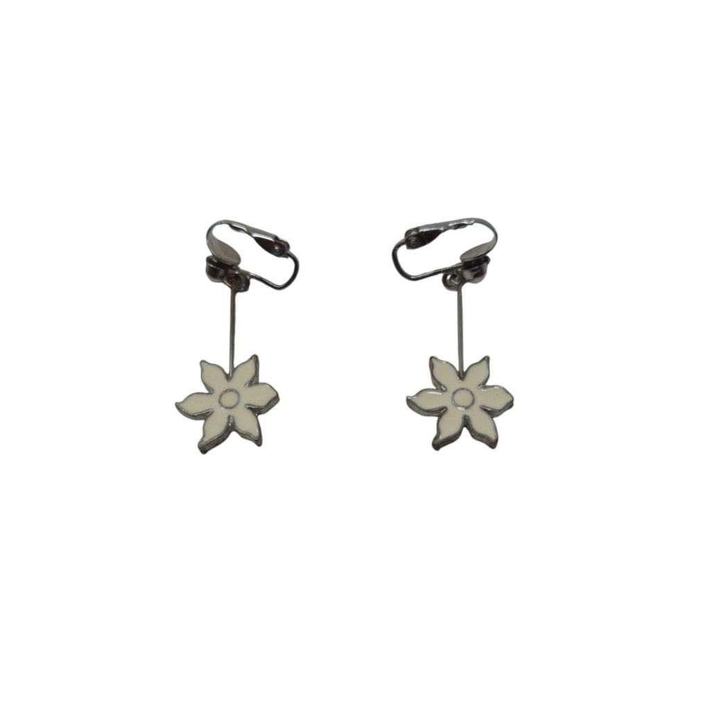 Vintage Adorable vintage white enamel flower earrings Size ONE SIZE - 3 Thumbnail