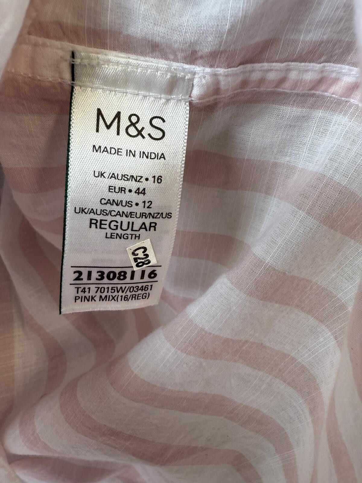 Other M&S pure cotton blend pink&white collared shirt Size XL / US 12-14 / IT 48-50 - 4 Thumbnail