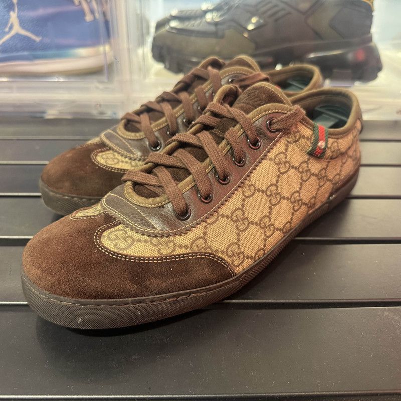 Gucci Gucci GG Suede Casual Sneakers in Dark Beige 0079 Size US 8 / EU 41 - 1 Thumbnail