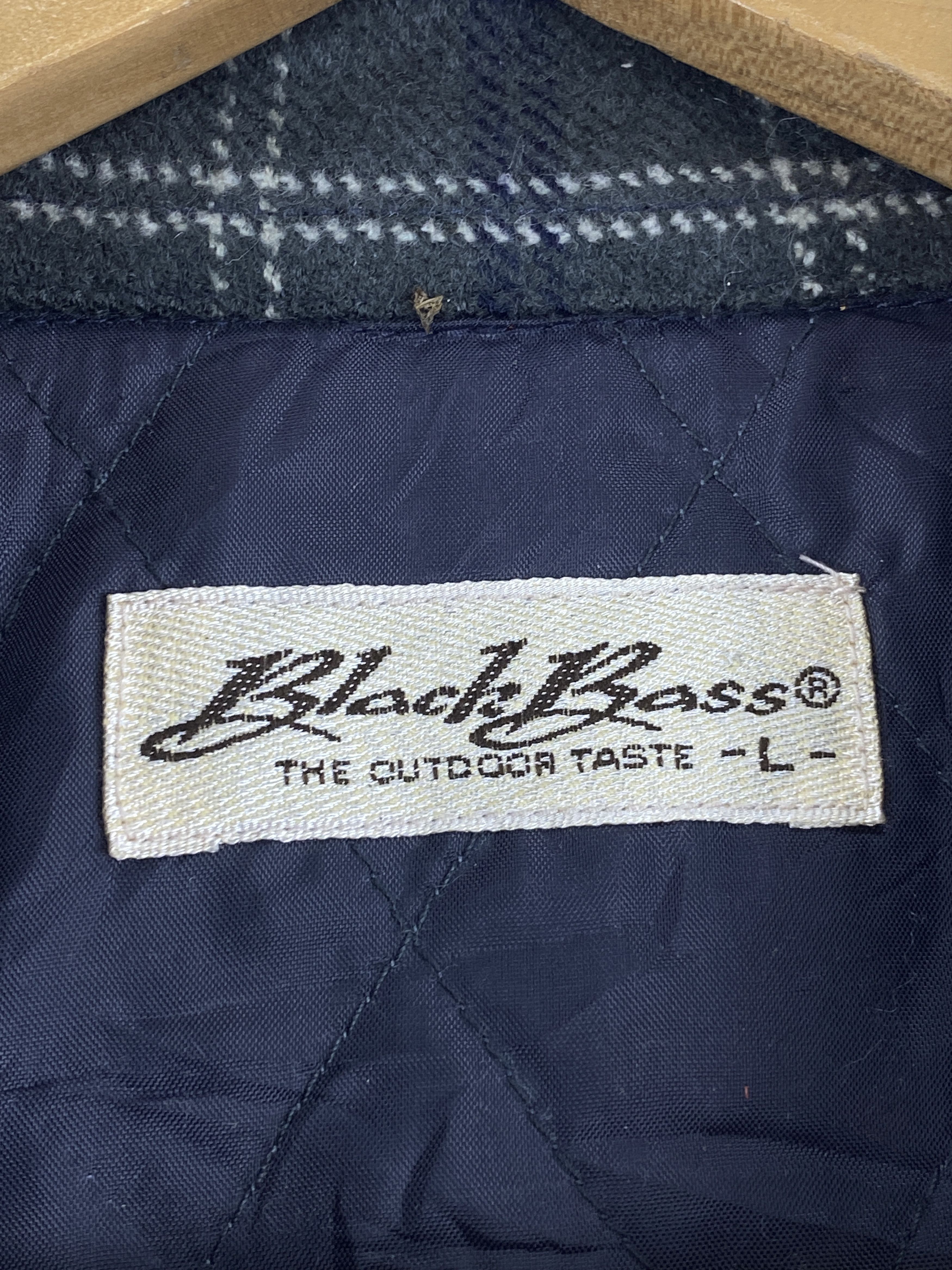 Other Vintage 80s Black bass Plaid Wool Flannel Jacket J1988 Size US L / EU 52-54 / 3 - 5 Thumbnail