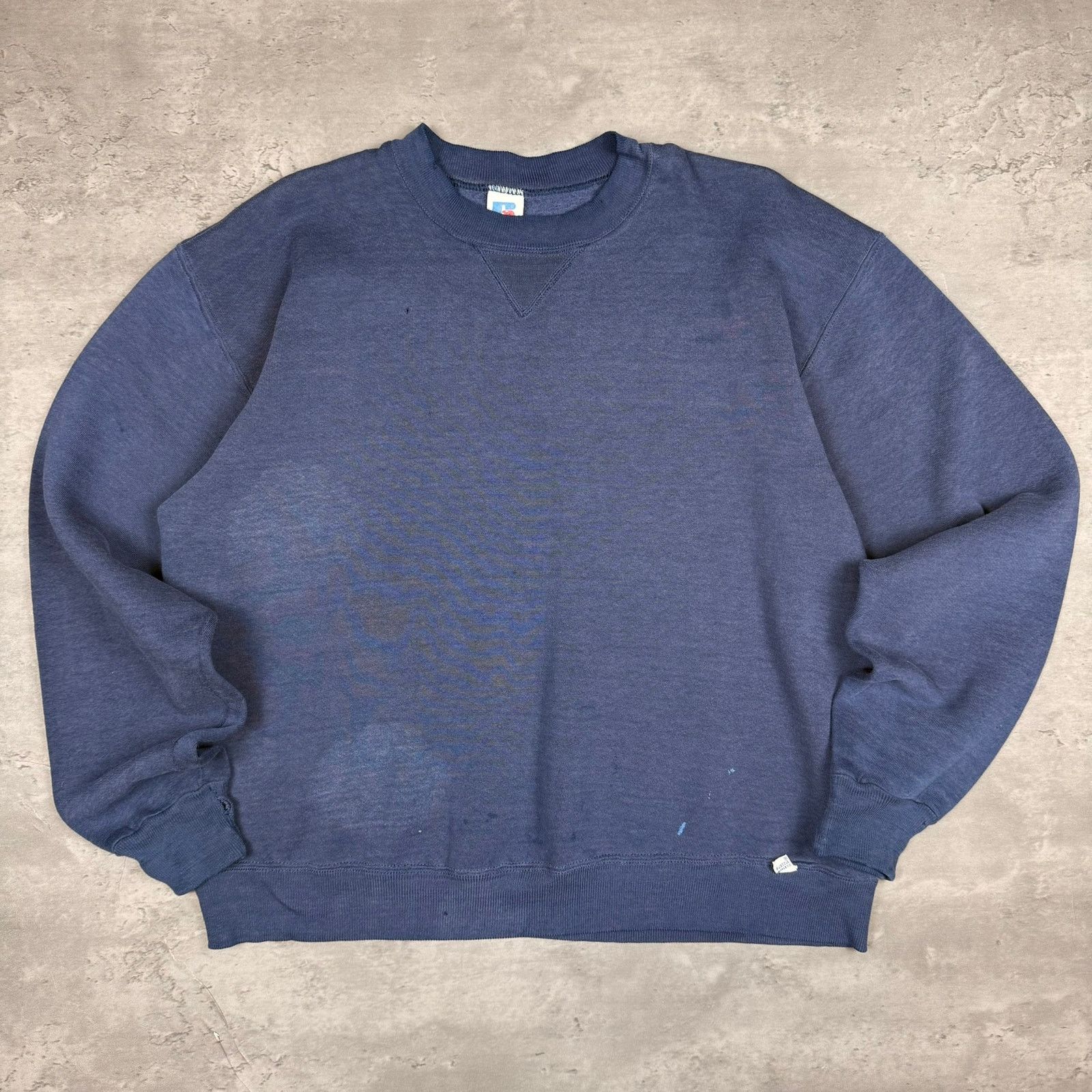 Russell Athletic × Vintage Vintage Russell Athletic Distressed Blue Crewneck Sweatshirt Size US L / EU 52-54 / 3 - 1 Thumbnail